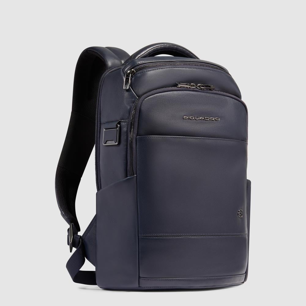 Customizable backpack for laptop and ipad®mini with shockproof and rfid protection PIQUADRO Blue