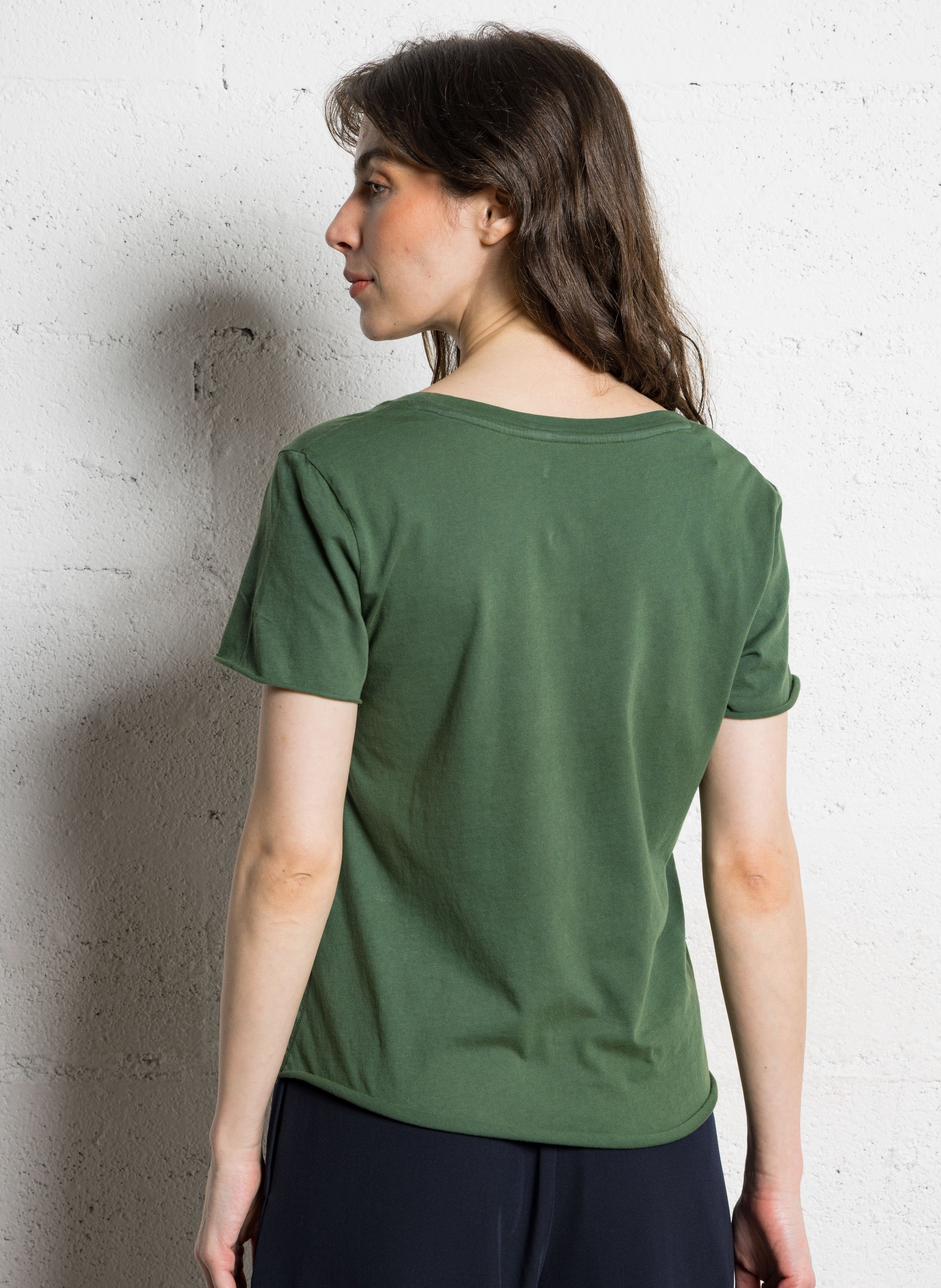 T-shirt van biokatoen met ronde hals LEON & HARPER Groen