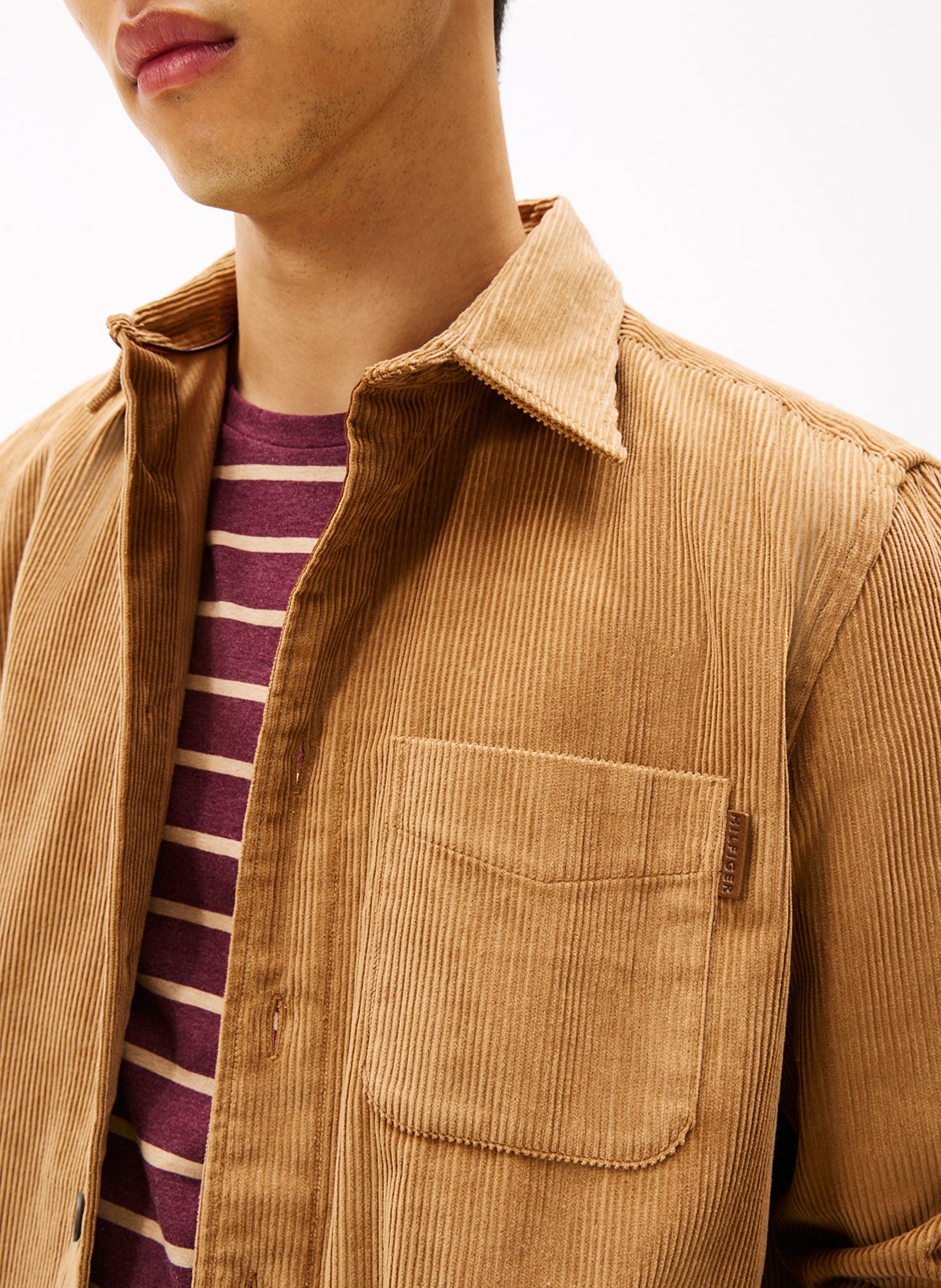 Solid corduroy straight shirt TOMMY HILFIGER Brown