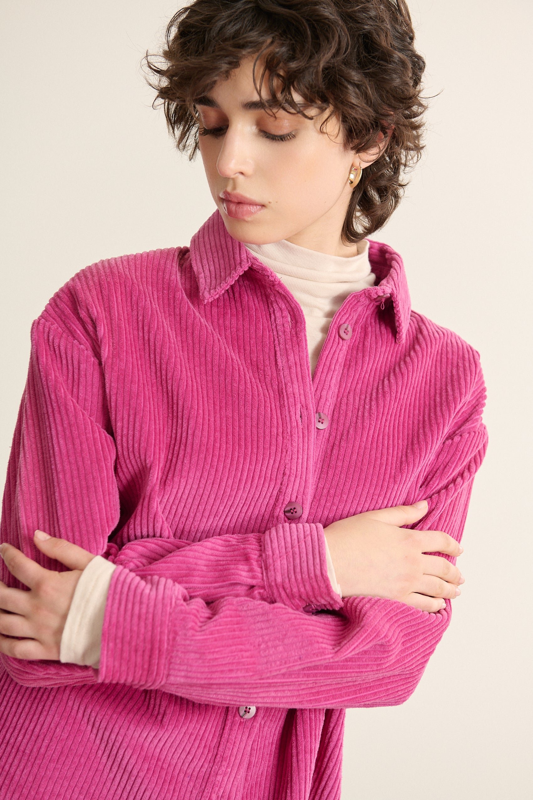 Long-sleeved velvet shirt GARANCE PARIS Pink