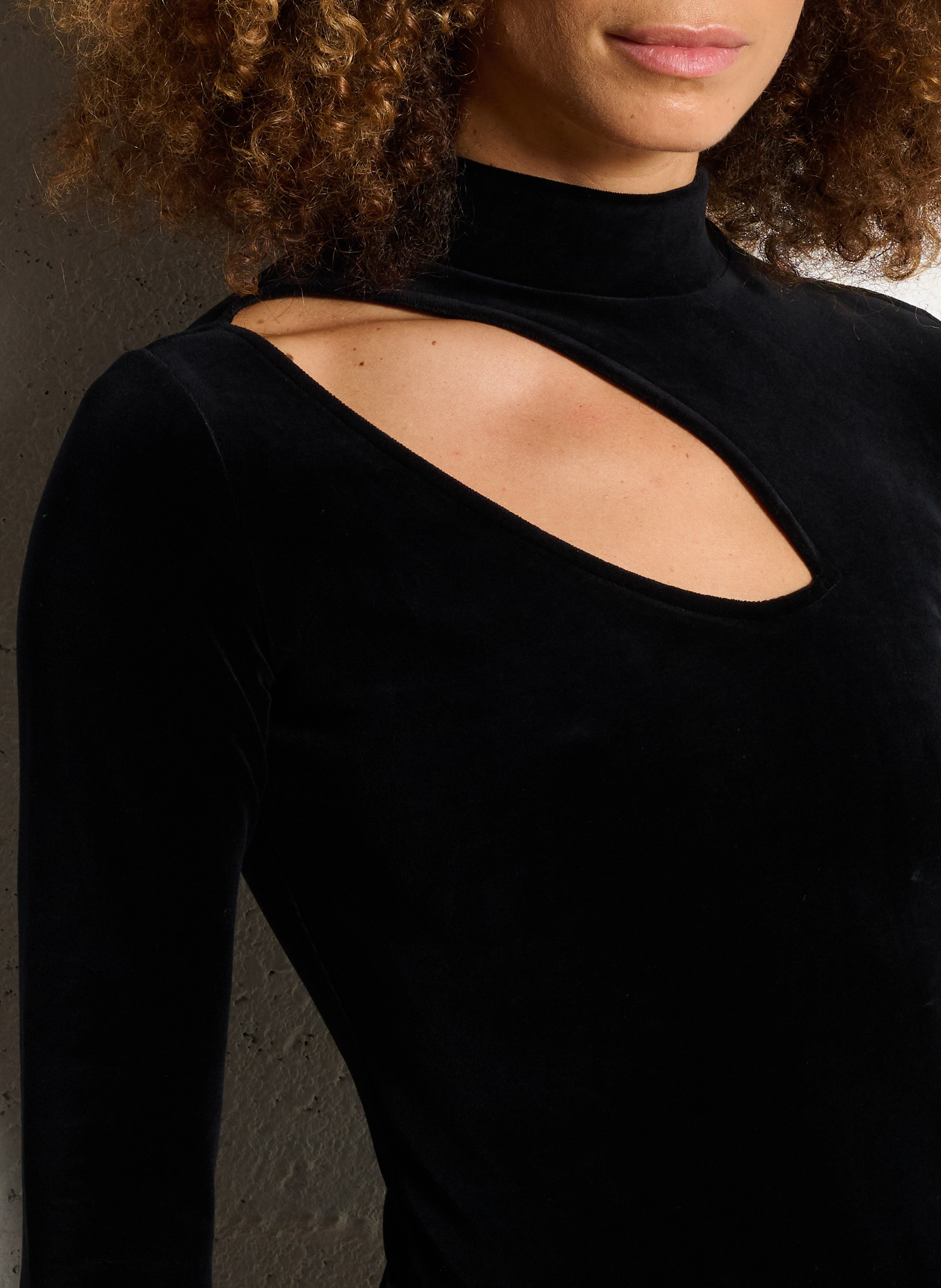 Body col montant aspect velours FLAIR Noir