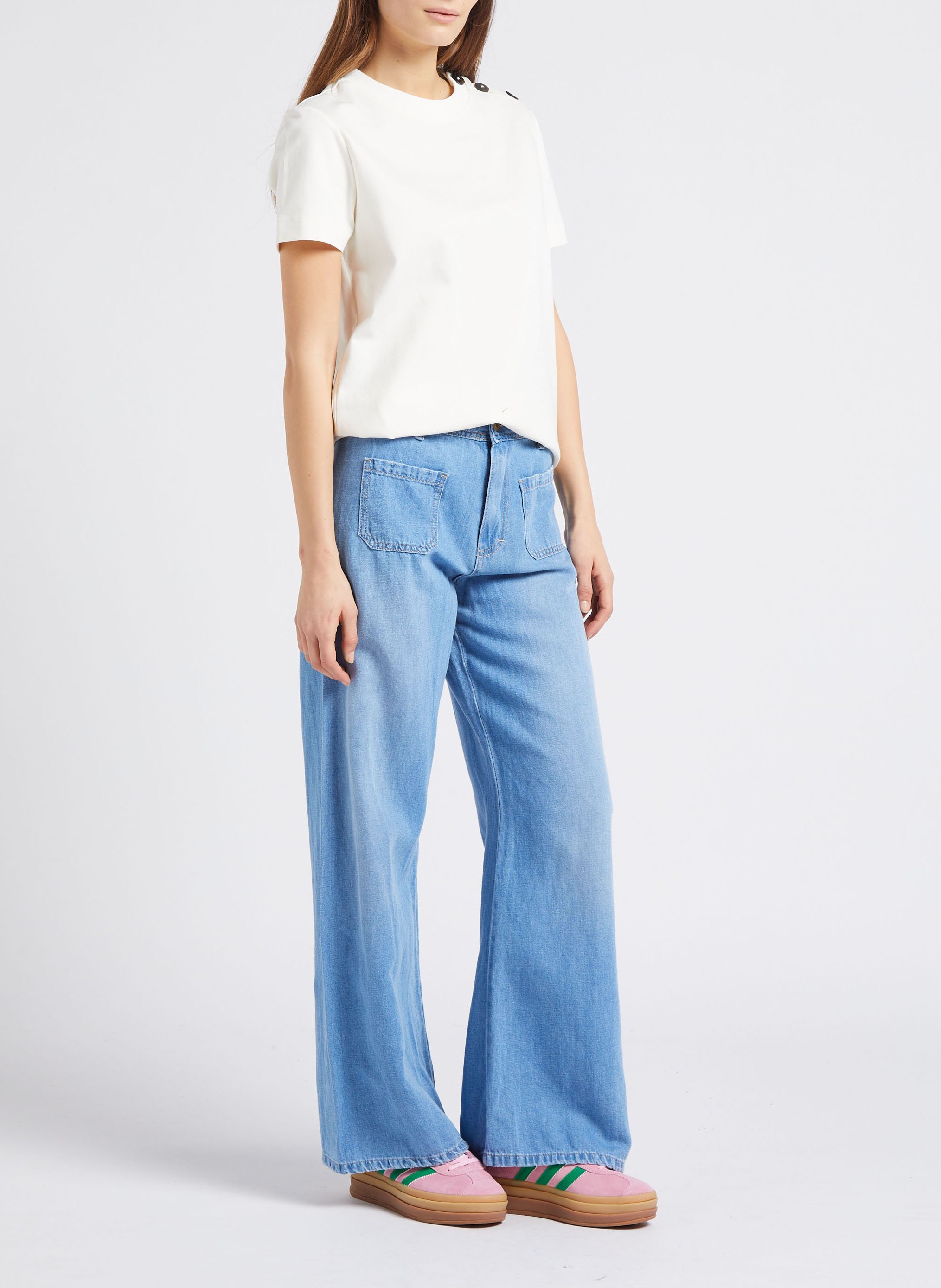 Round-neck cotton T-shirt MAISON 123 Beige