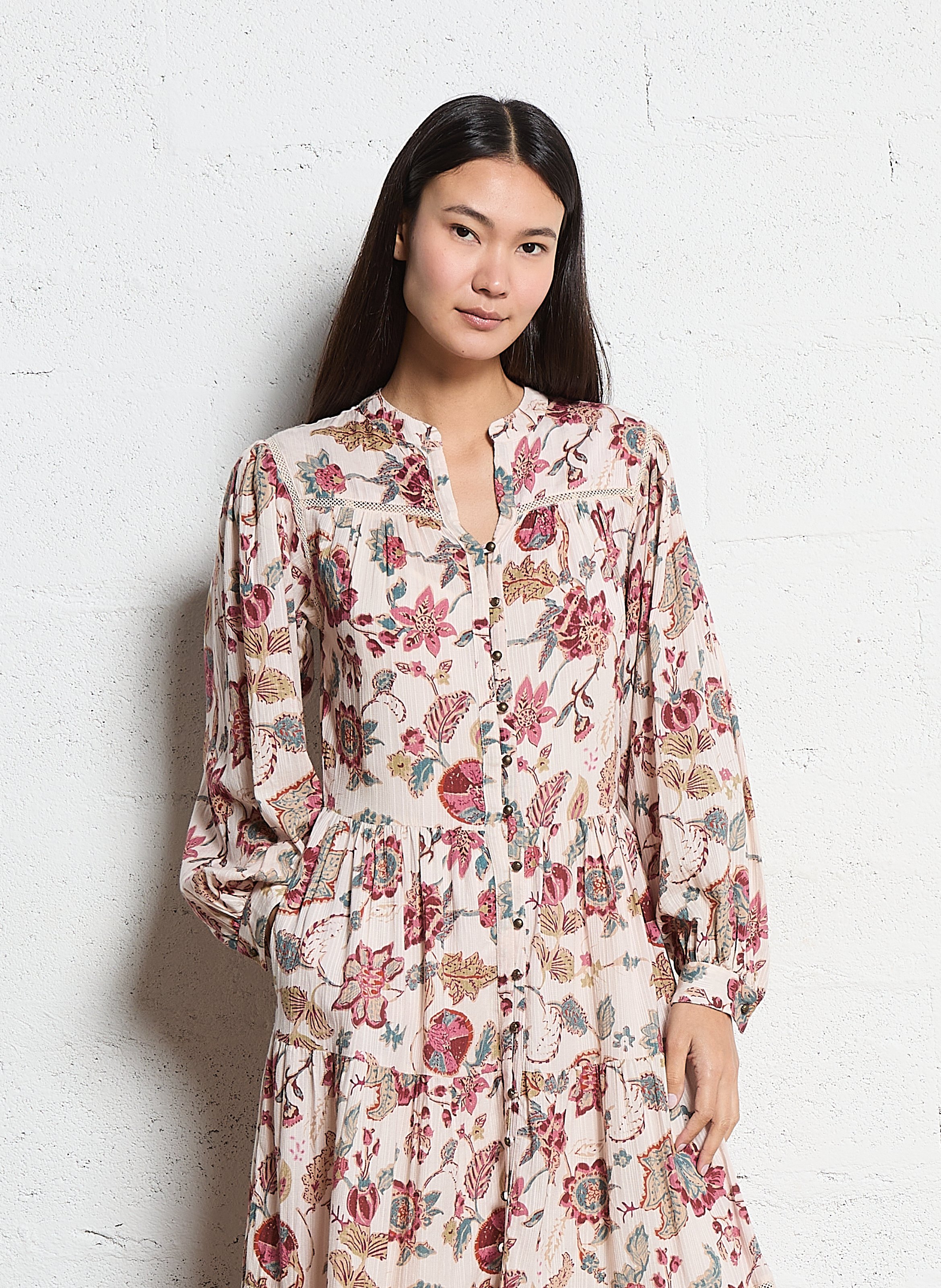 Long henley dress MAISON HOTEL Pink