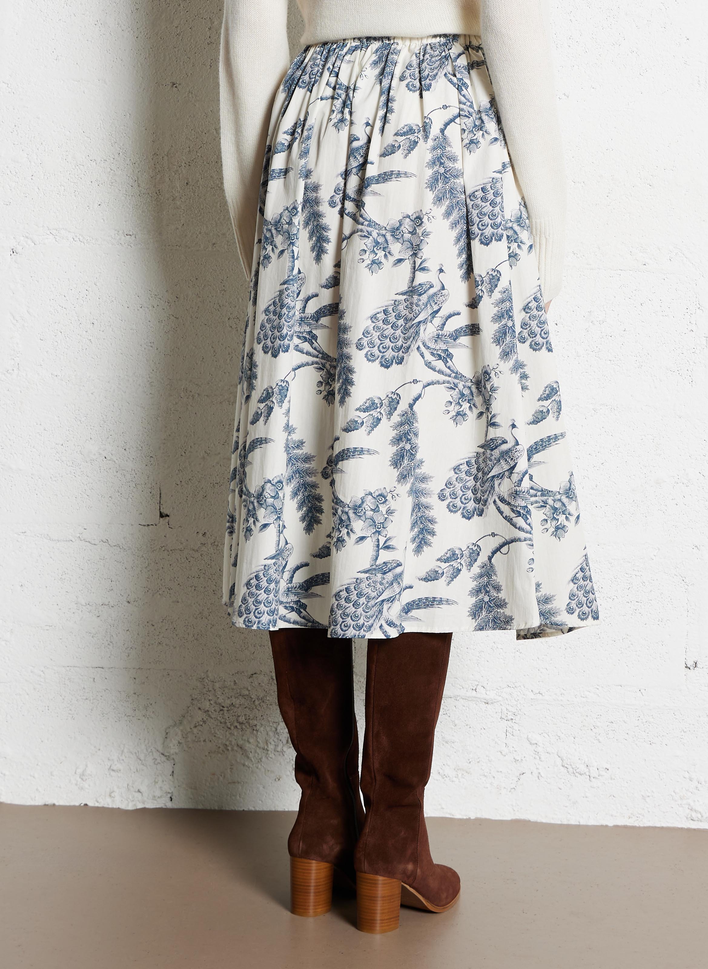 Halflange crêpe rok met print MAISON 123 Blauw