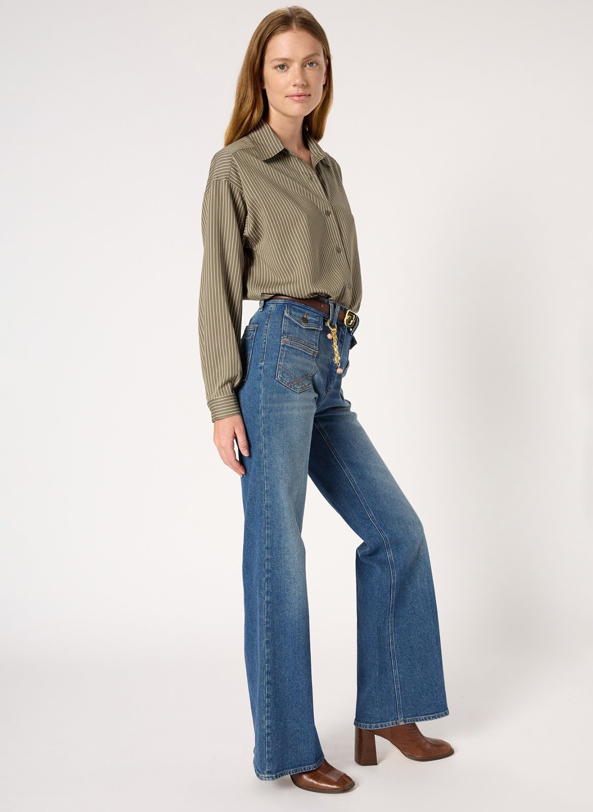 Jean flare en coton mélangé GERARD DAREL Bleu