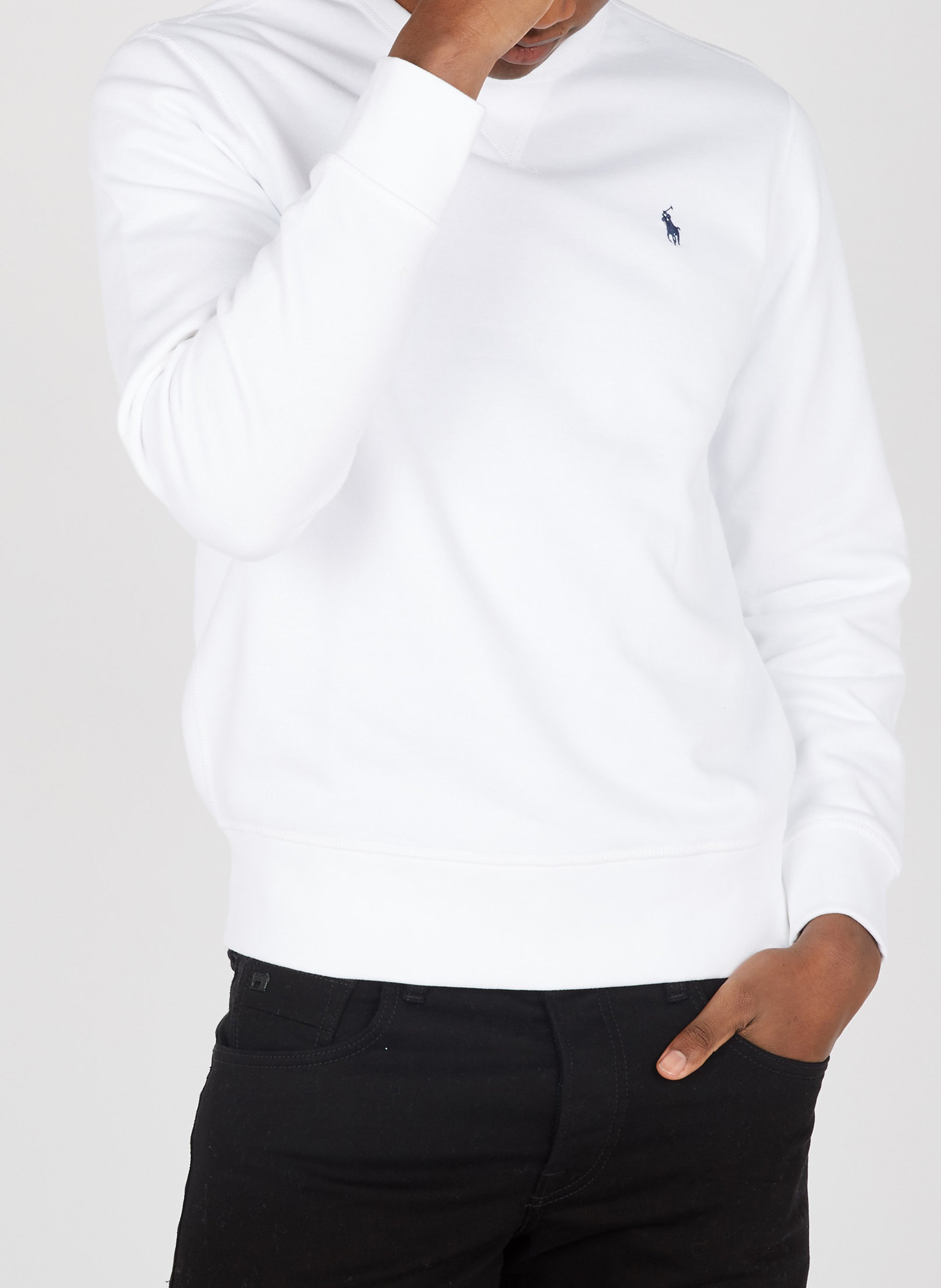 Sweat col rond regular-fit en coton molletonné avec Pony player POLO RALPH LAUREN Blanc