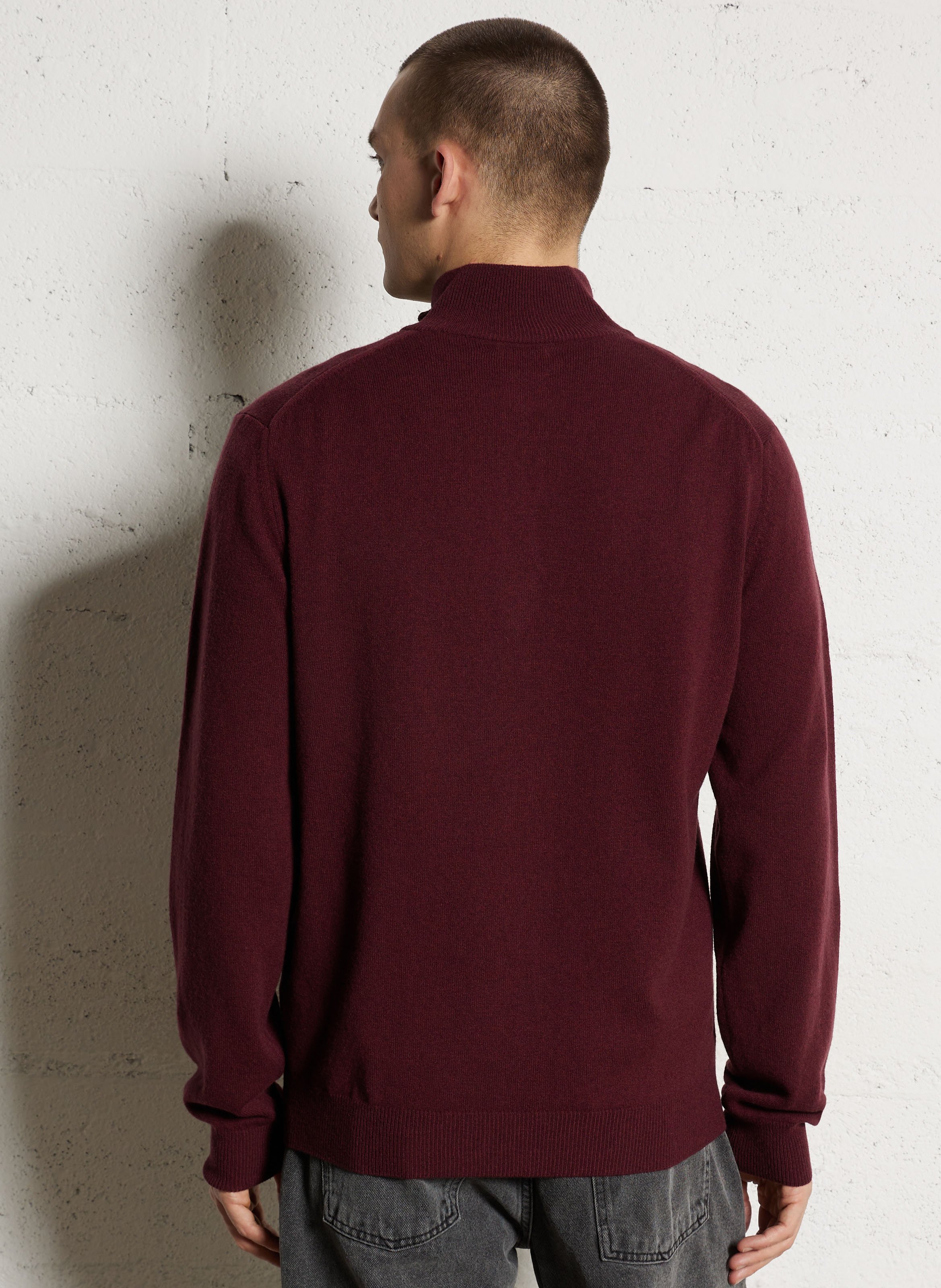 Pull droit col montant zippé en laine GANT Rouge
