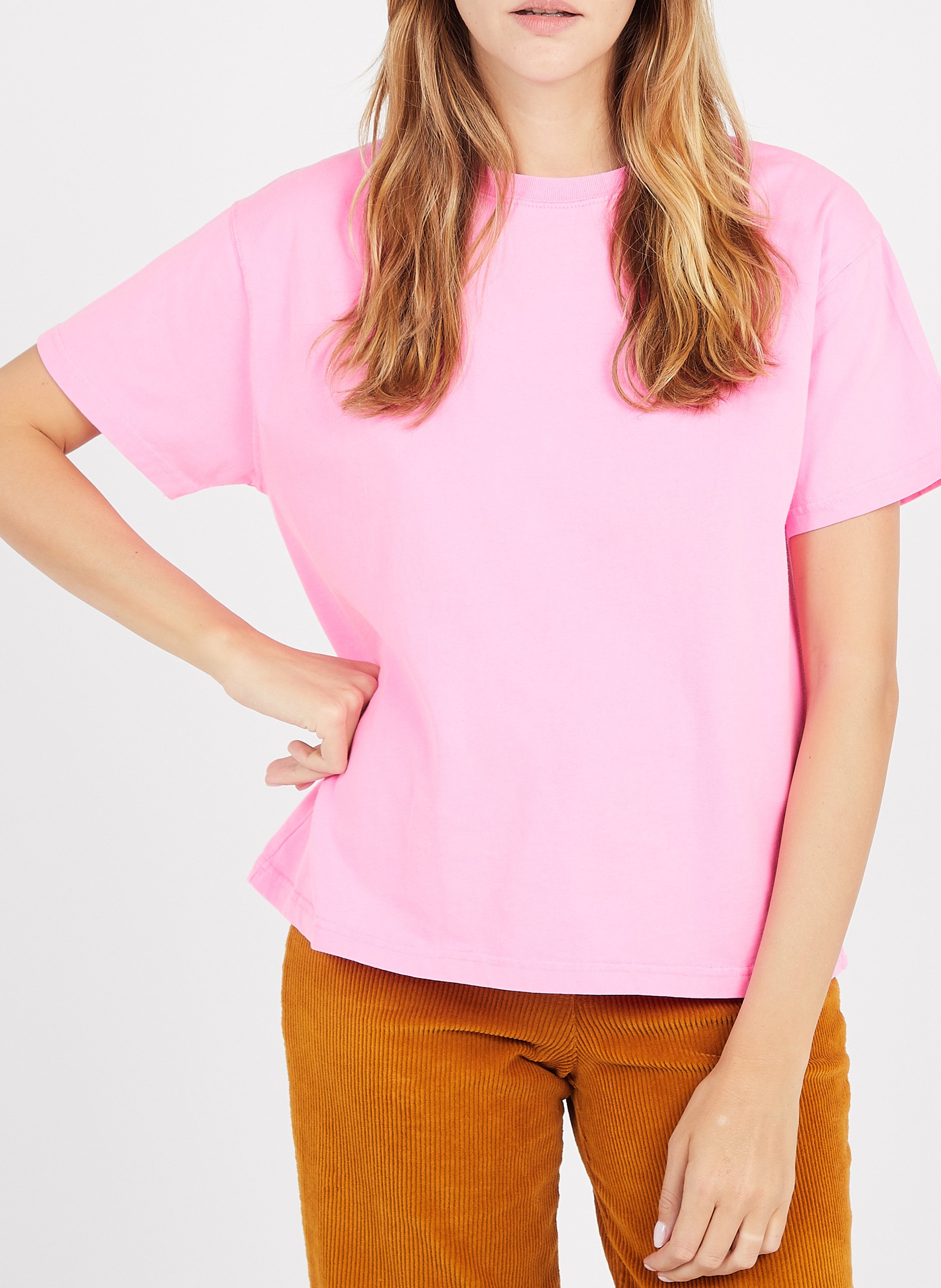 Tee-shirt ample col rond en coton  AMERICAN VINTAGE Rose