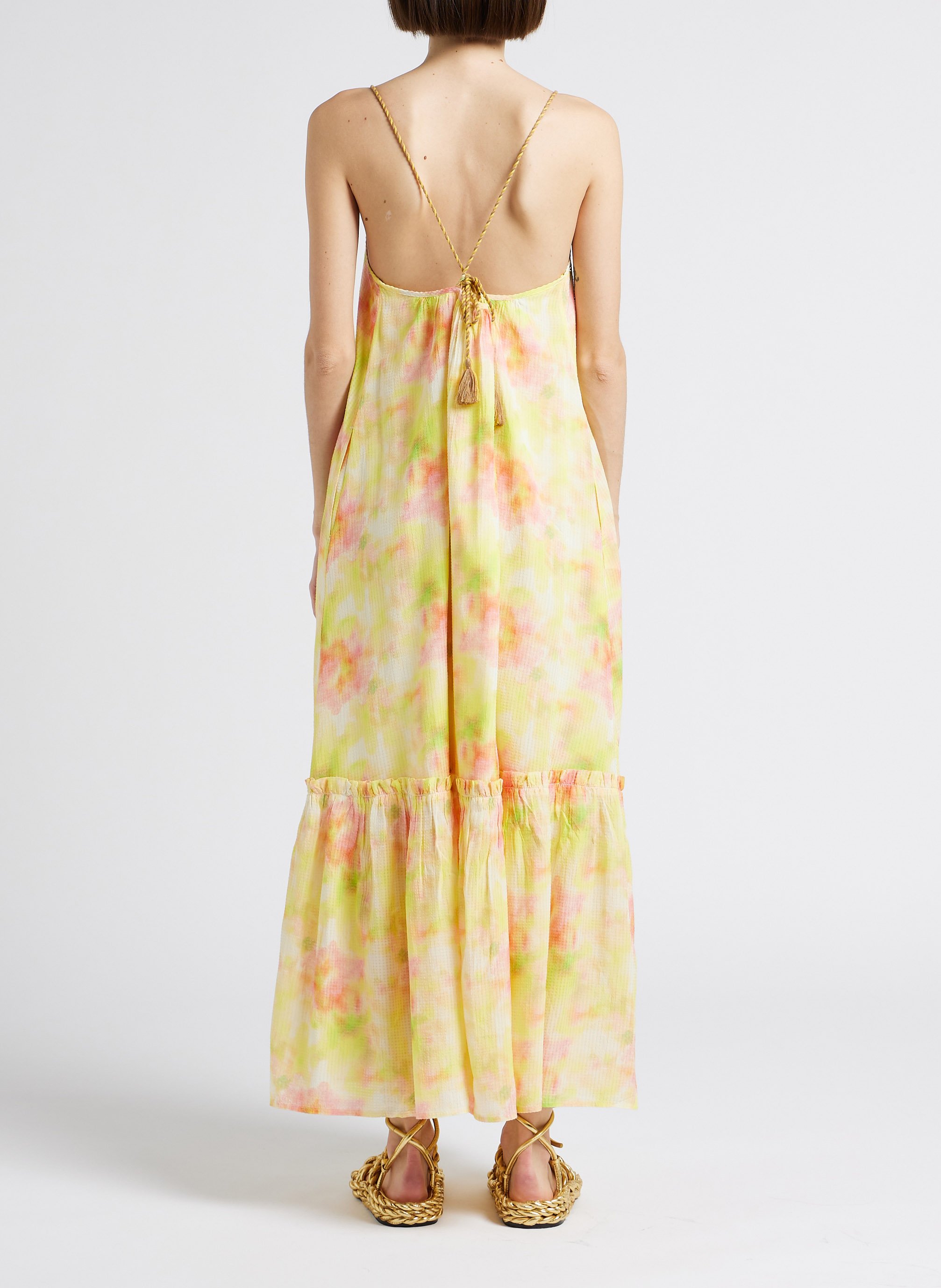 Robe longue col rond imprimé floral SCOTCH AND SODA Jaune