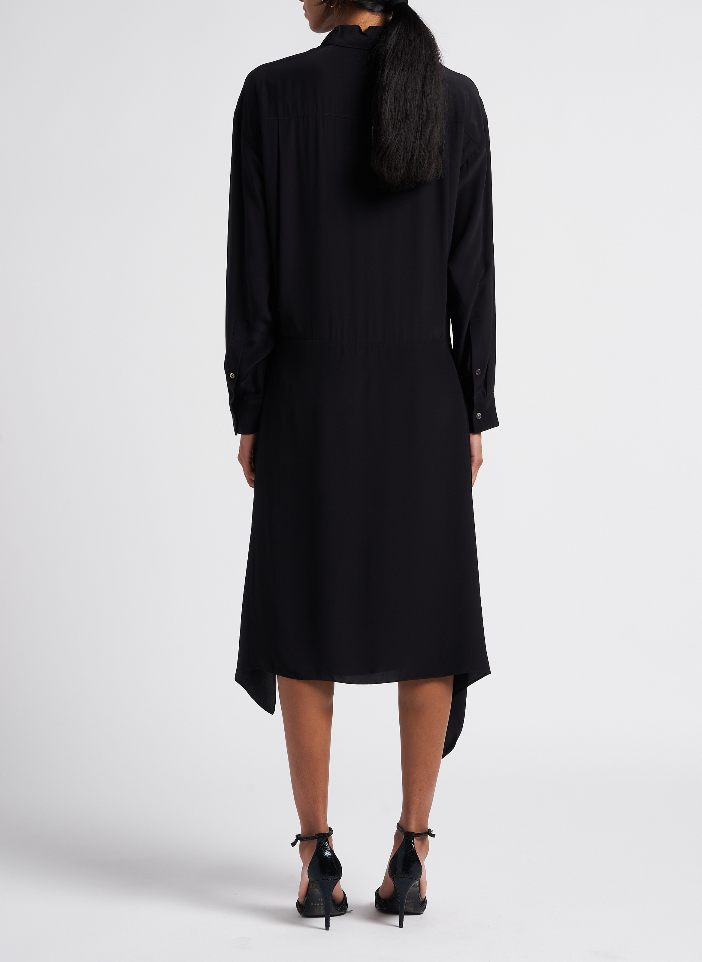 A-line dress with classic collar THEORY Black
