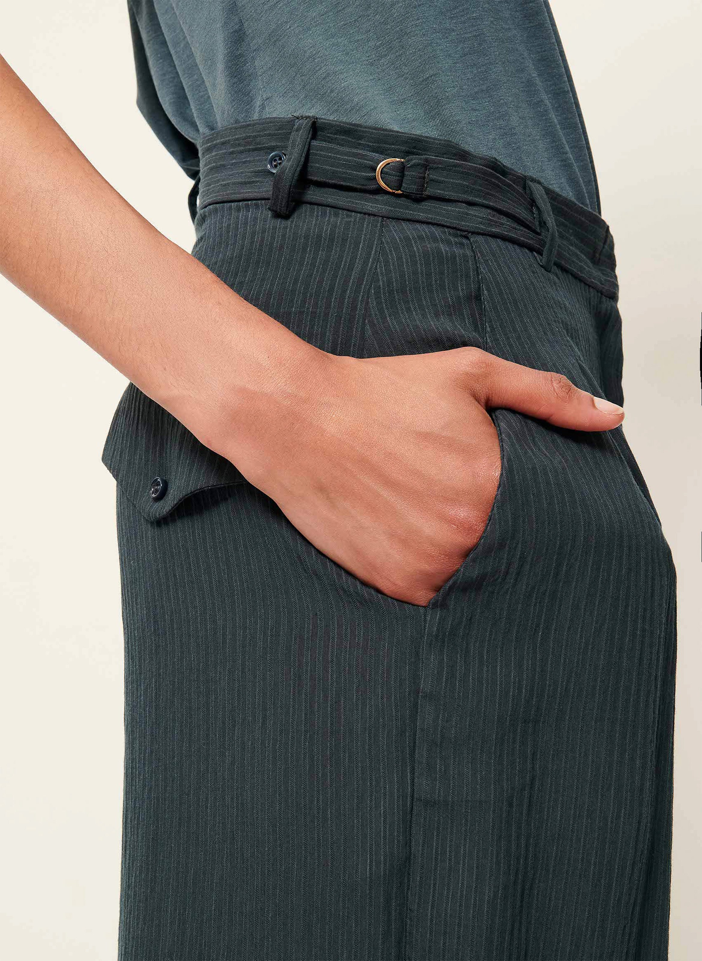 Pantalon large rayé SESSUN Vert