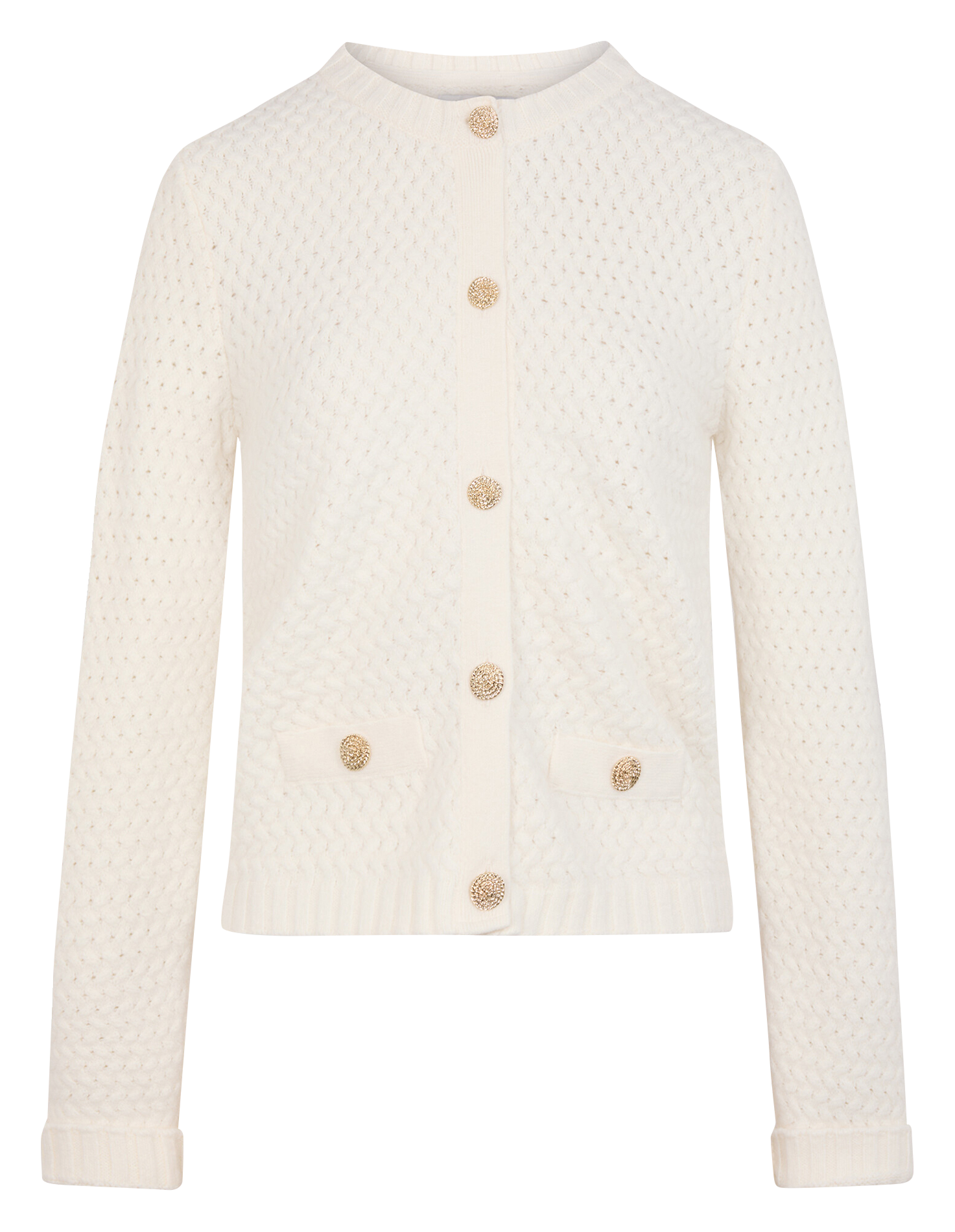 Cardigan mit geradem Schnitt, rundem Ausschnitt und Knopfleiste MORGAN Weiss
