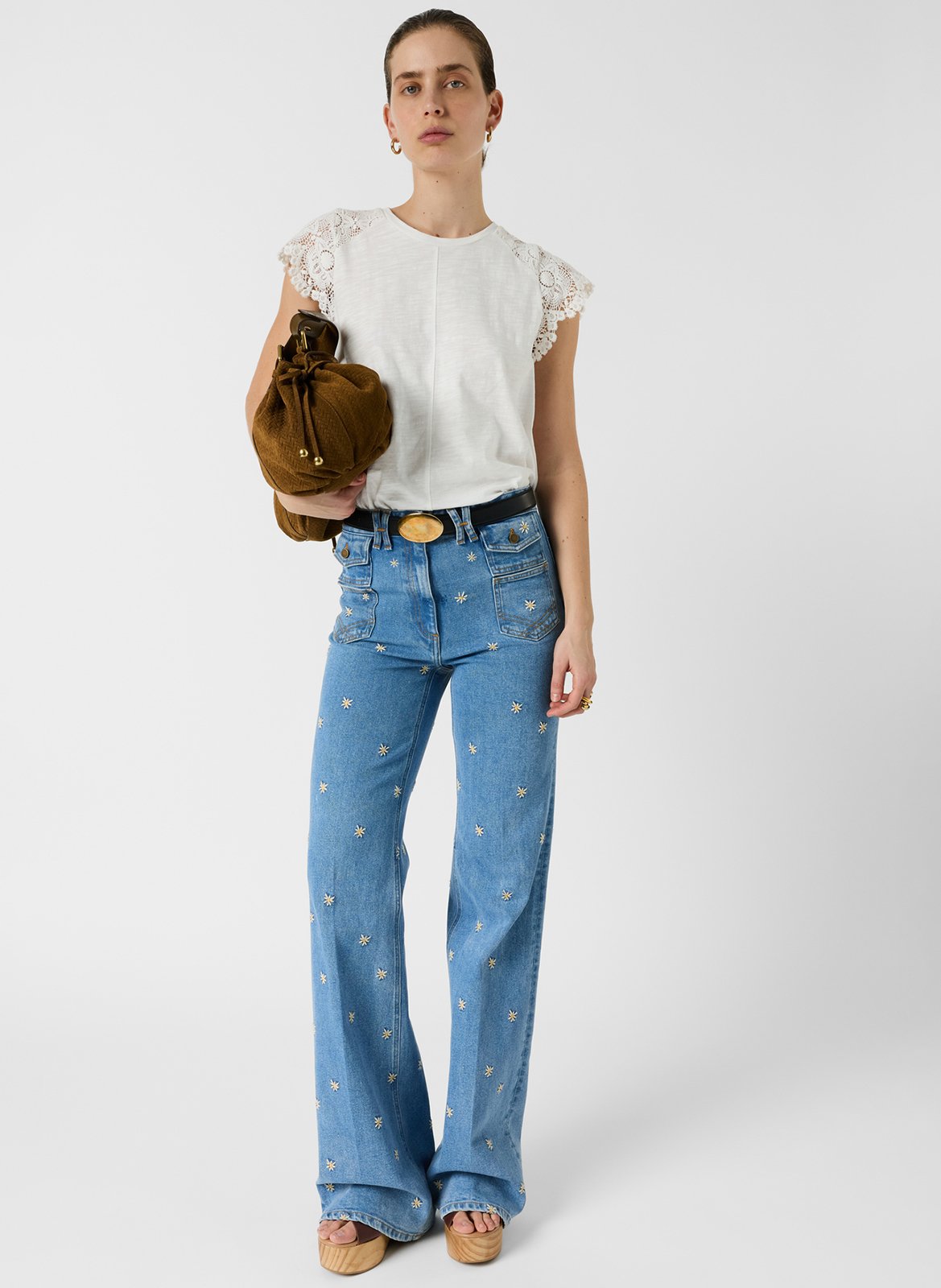 Gerade geschnittenes Rundhals-T-Shirt aus Baumwolle GERARD DAREL Weiss