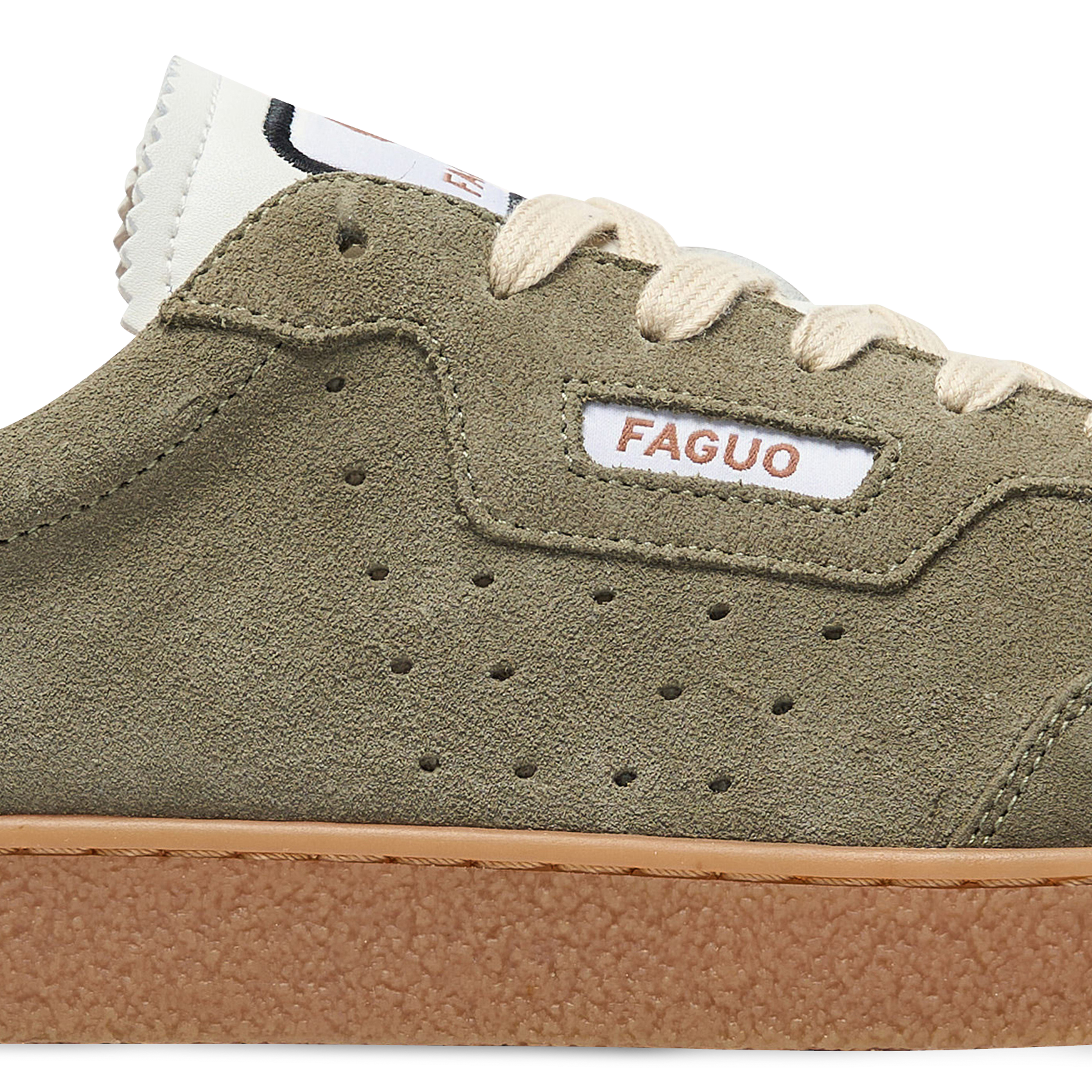 Baskets basses en cuir velours FAGUO Kaki