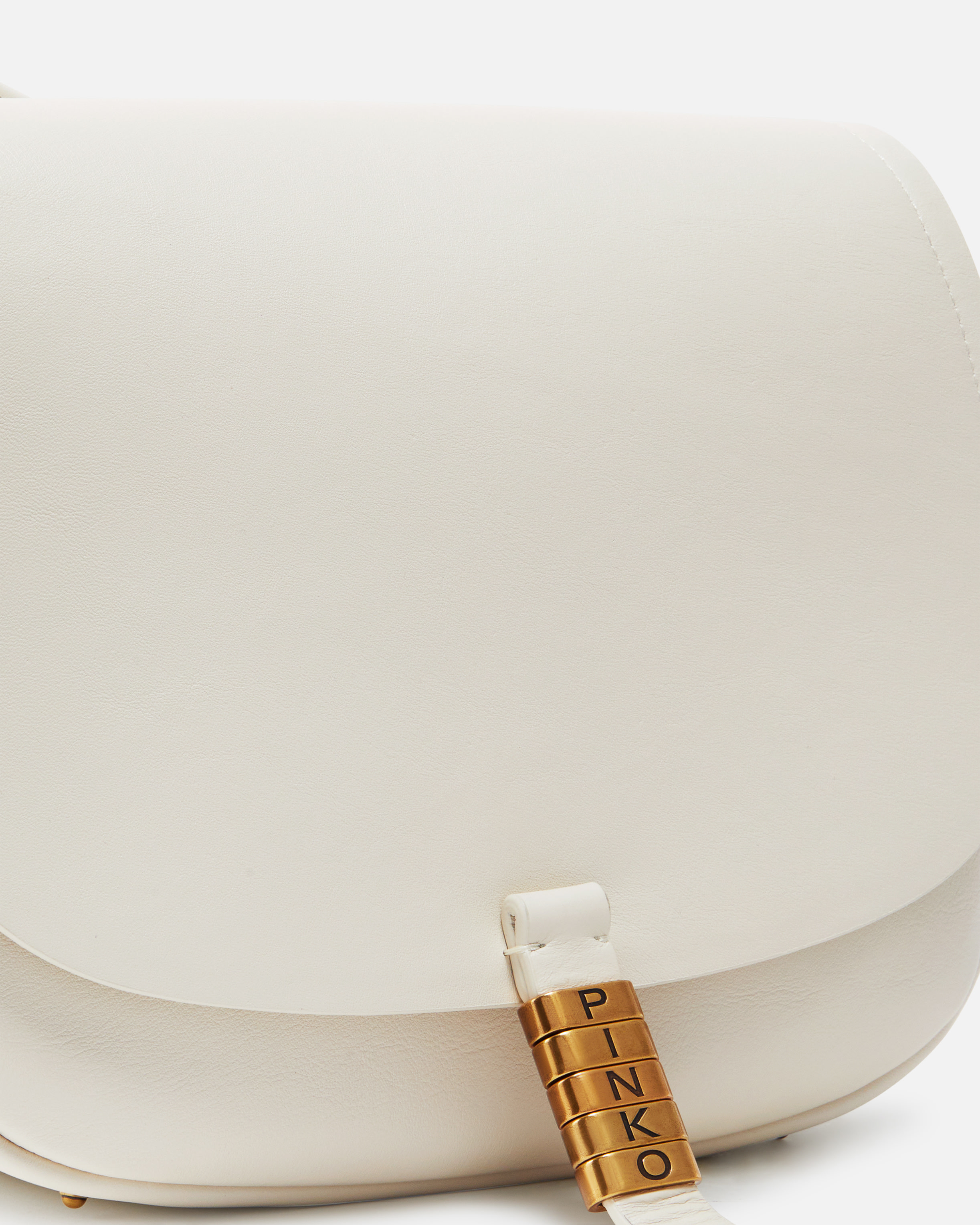 Large knotted leather shoulder bag PINKO White