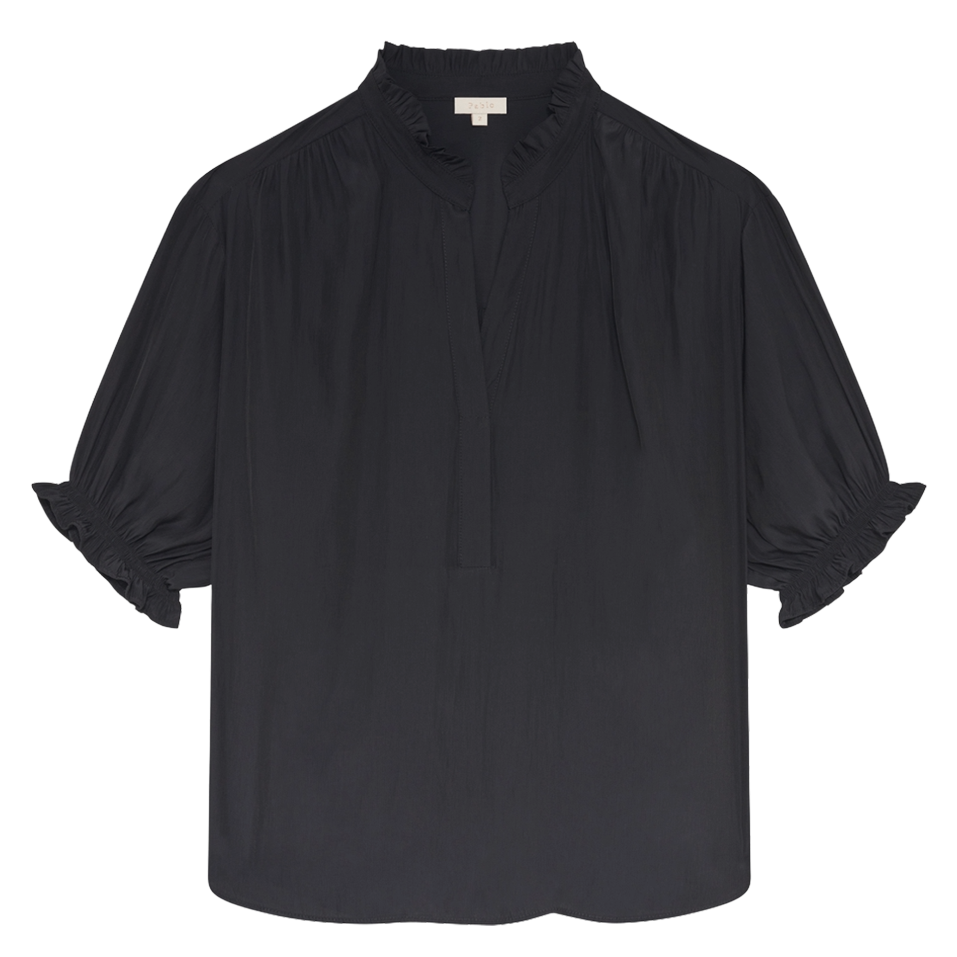 Fluid satin V-neck top PABLO Black
