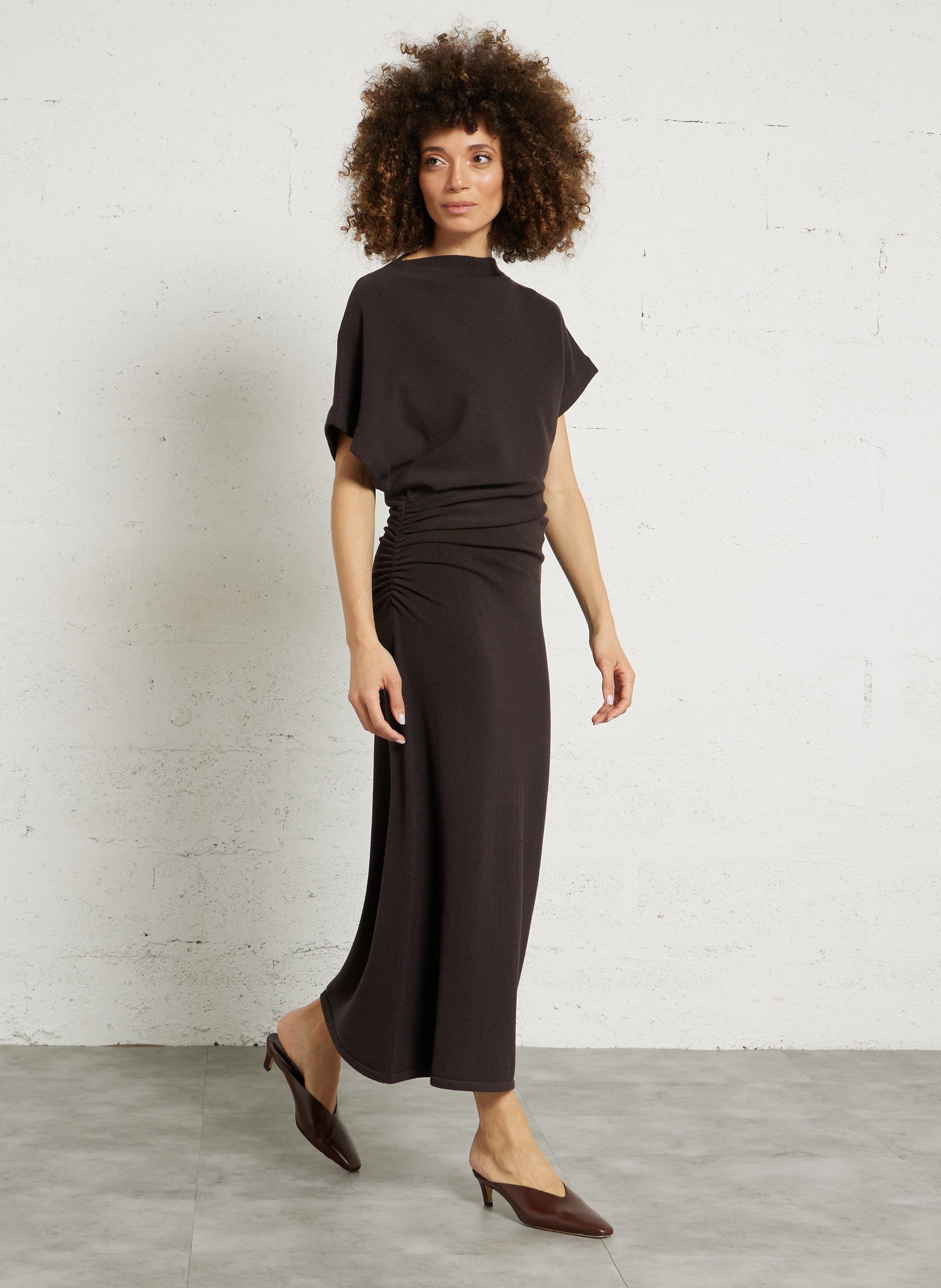 Rundhalskleid aus Bio-Baumwollmischung SOEUR Grau