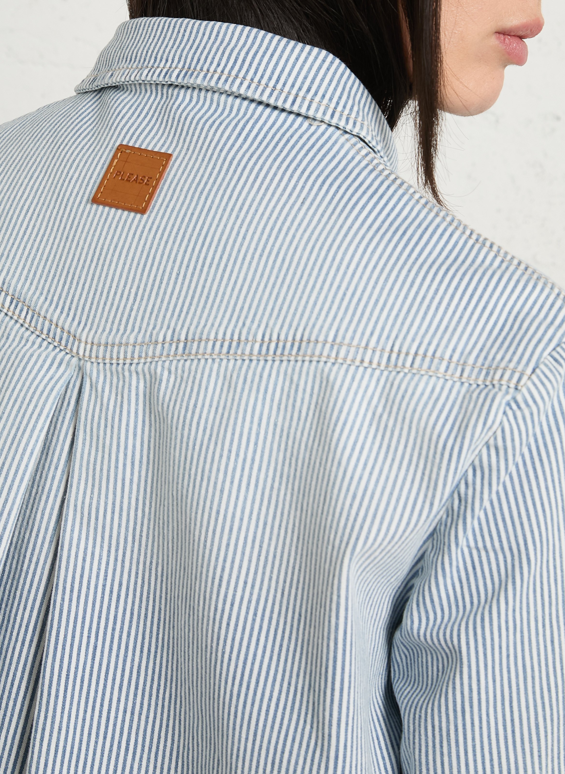 Baumwoll-Mix-Jacke mit klassischem Kragen PLEASE Blau