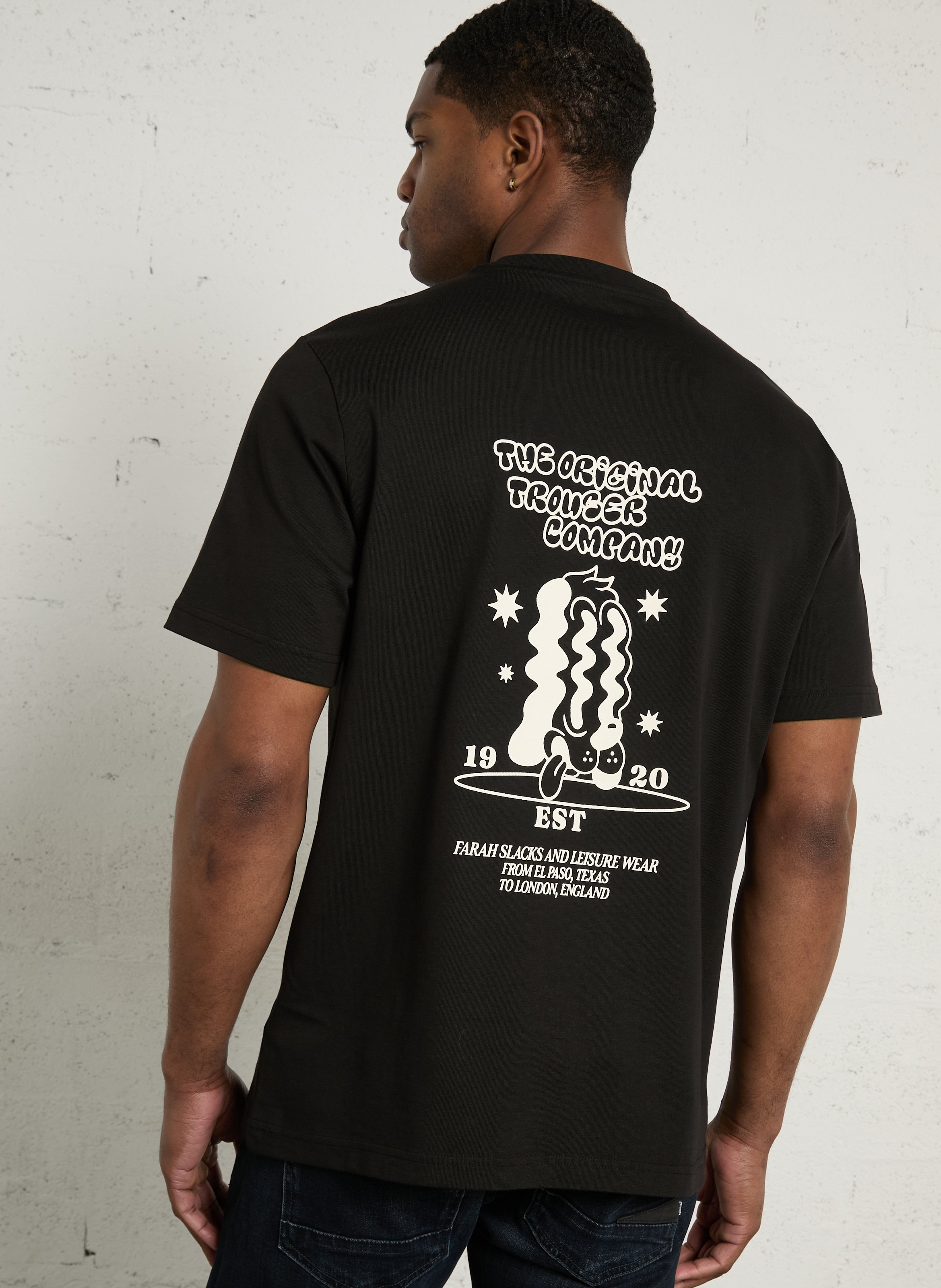 Tee-shirt droit col rond en coton bio FARAH Noir