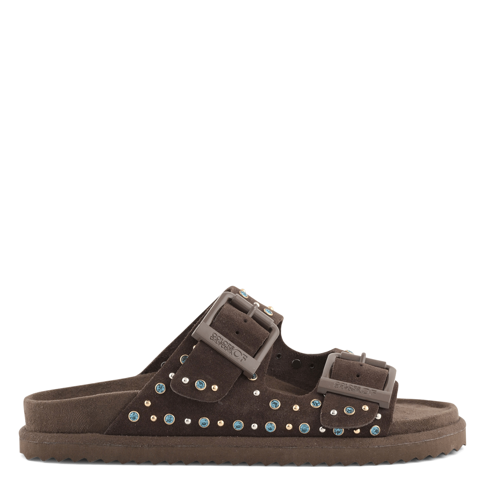 Sandales plates en cuir velours COLORS OF CALIFORNIA Marron