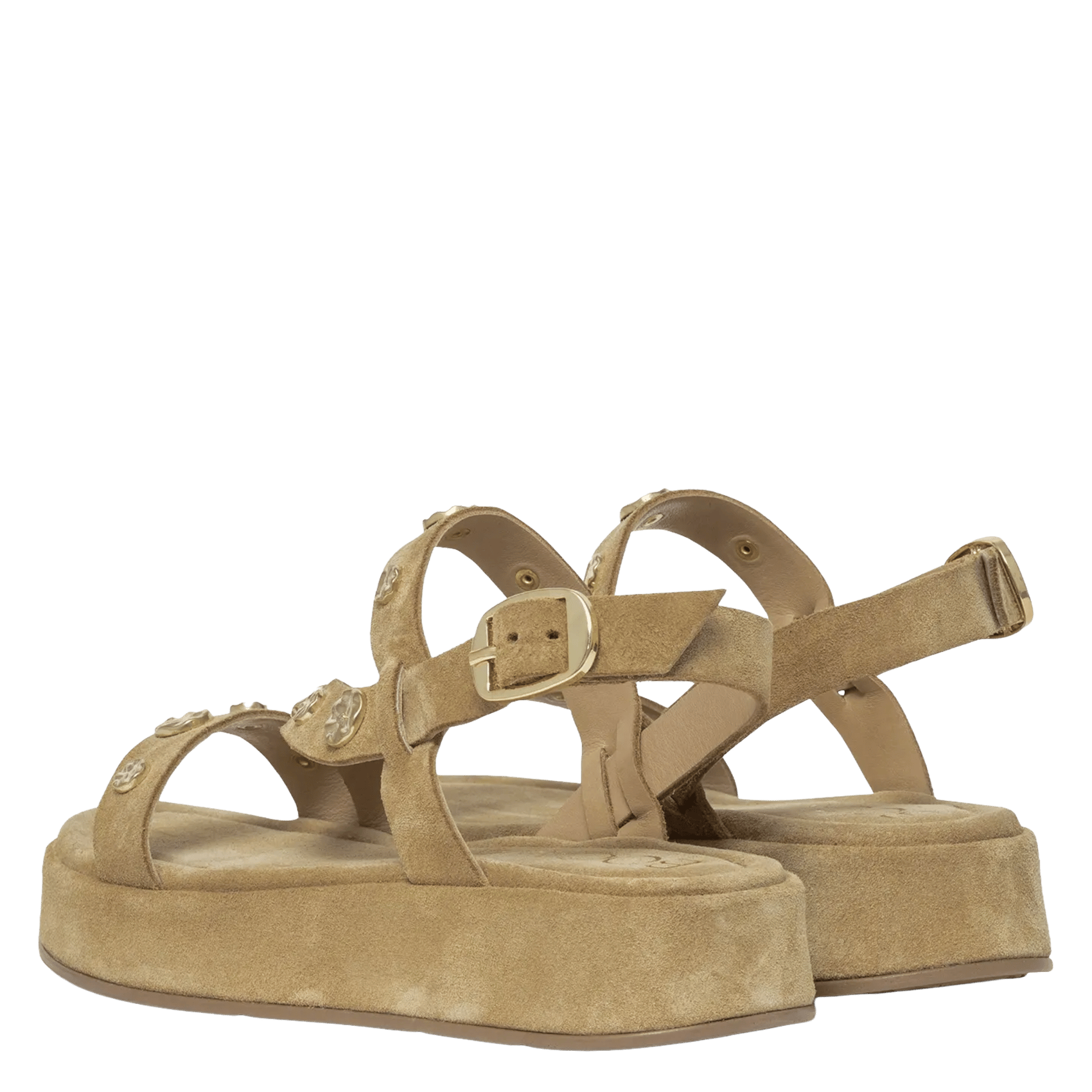 Leren sandalen met plateauzolen BOCAGE Beige