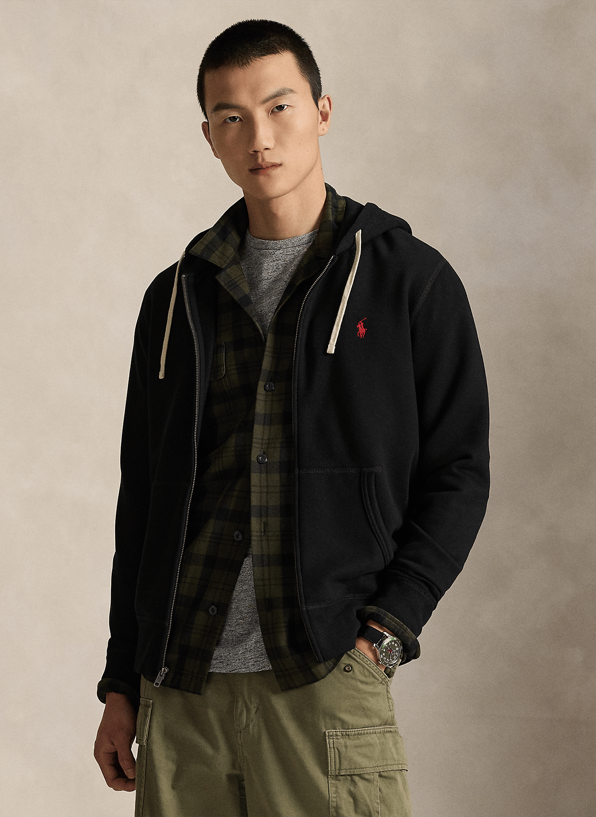 Sweat à capuche en coton mélangé POLO RALPH LAUREN Noir