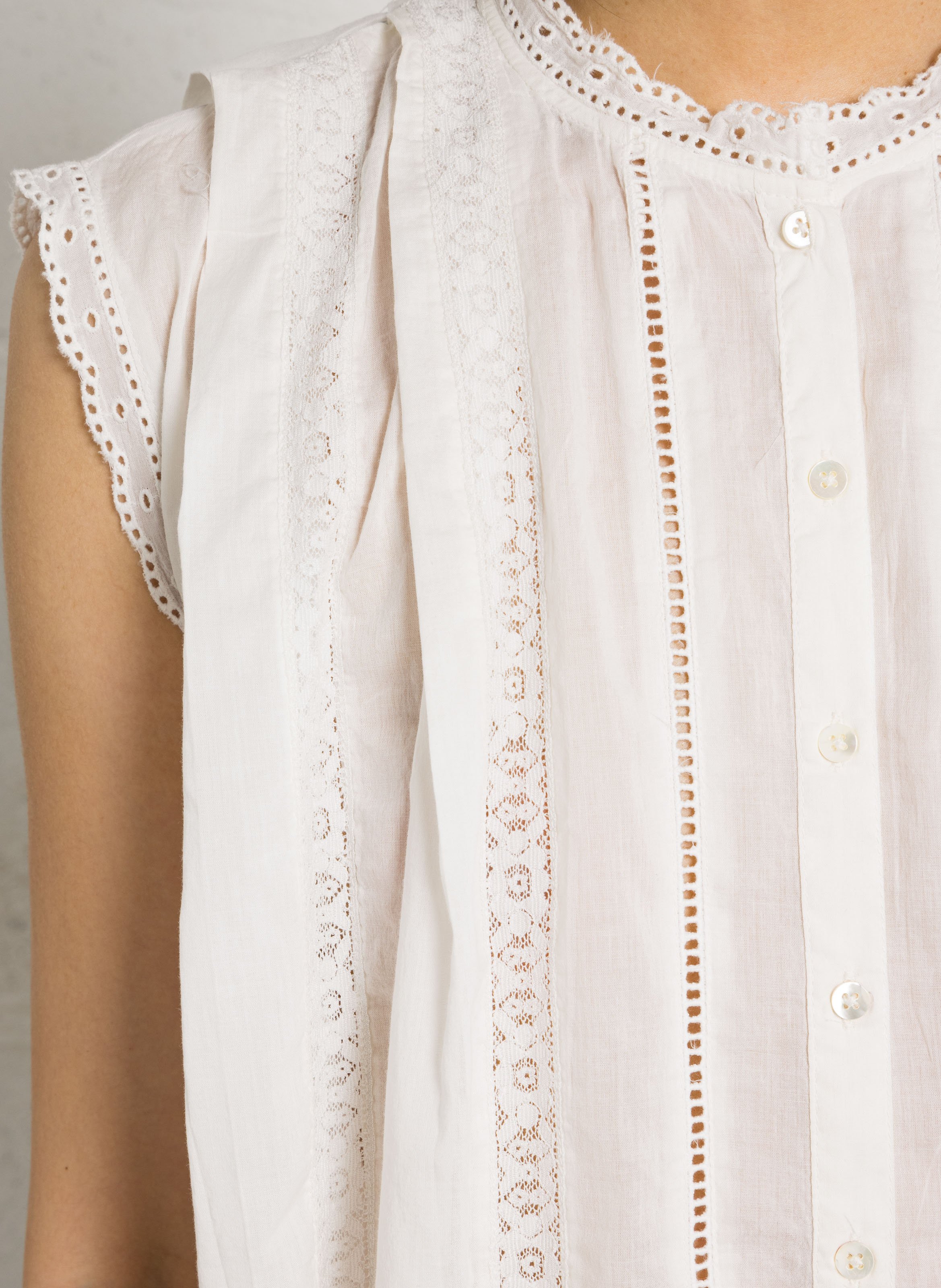 Chemise oversize col rond en coton brodé HARTFORD Multicolore