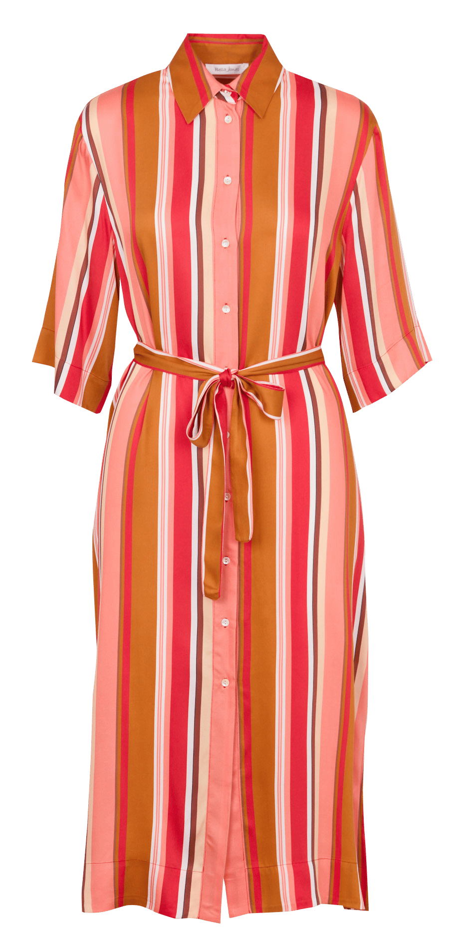 Lang und weit geschnittenes Streifen-Kleid BELLA JONES Rot