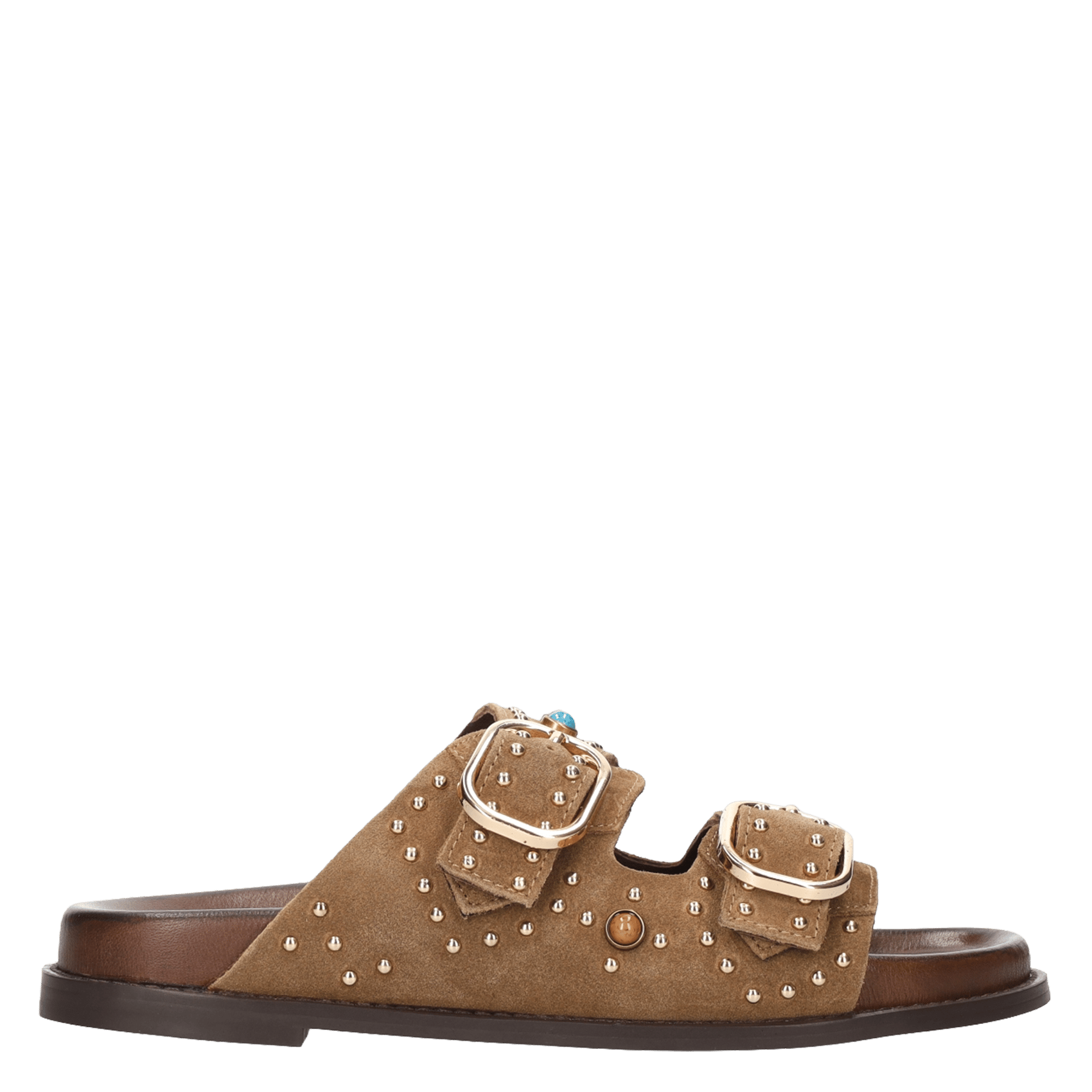 Sandales plates en cuir velours BIBI LOU Marron