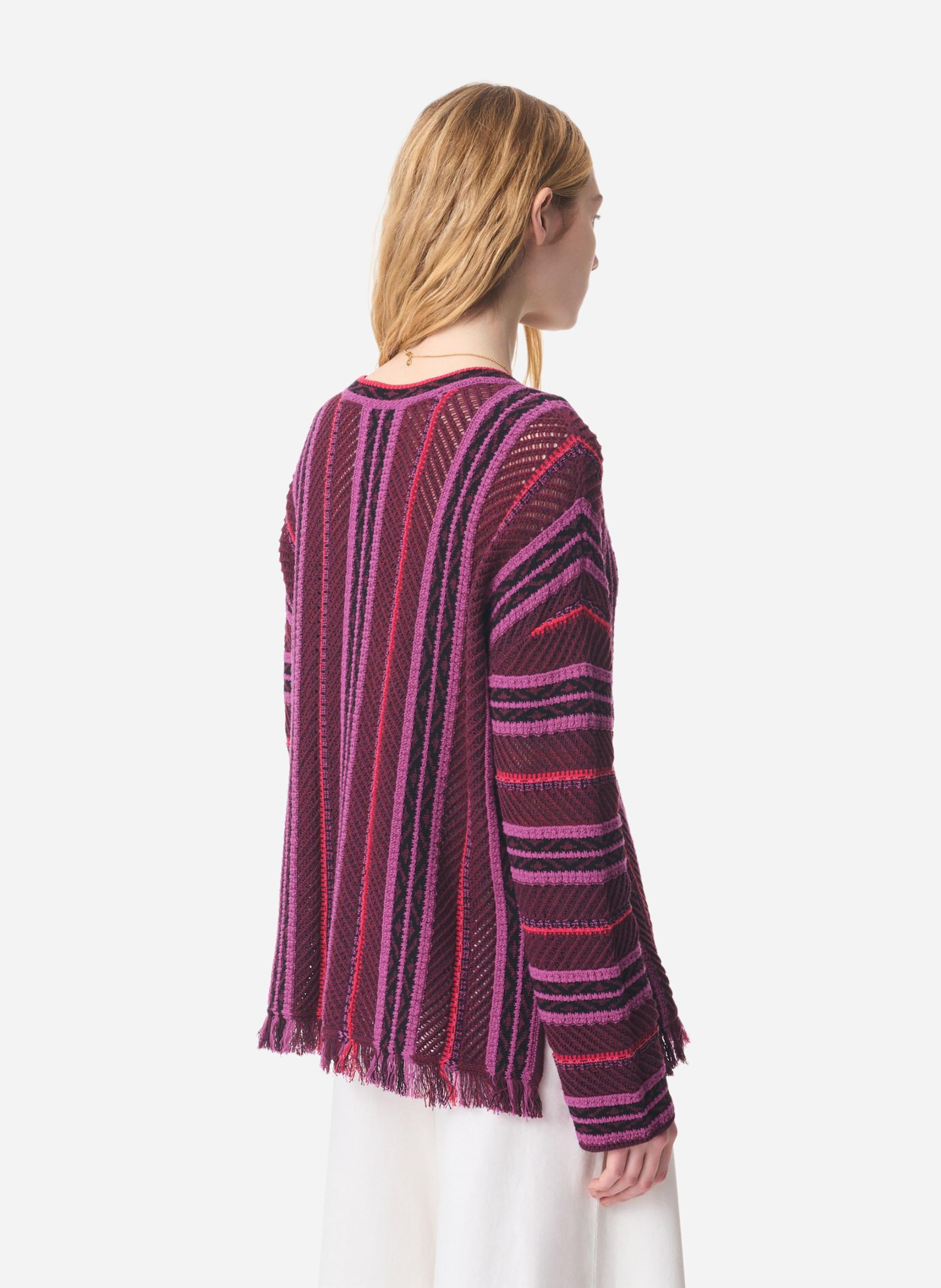 Gestreepte top met Tunesische kraag VANESSA BRUNO Roze