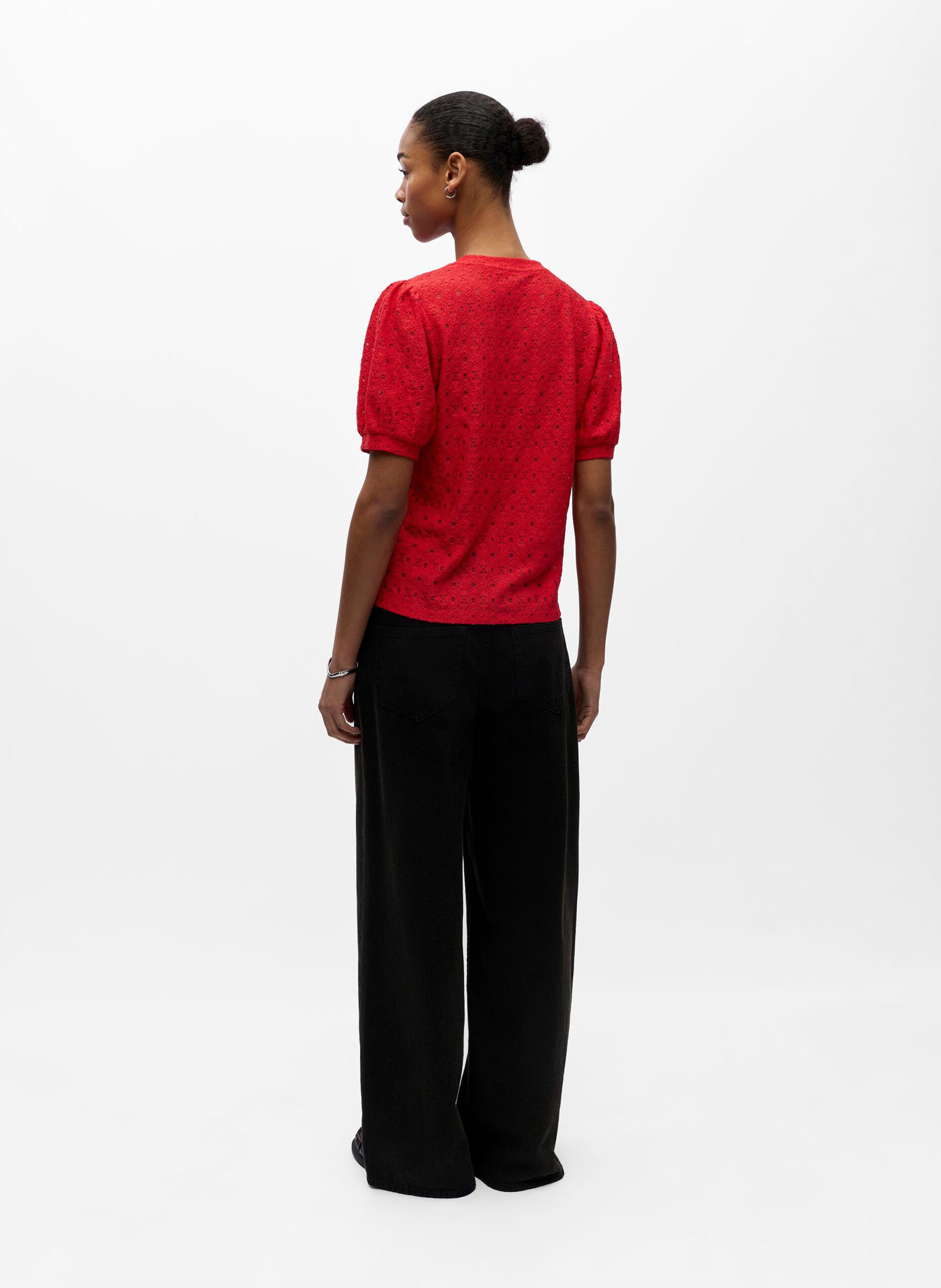 Gerade geschnittenes Spitzentop OBJECT Rot