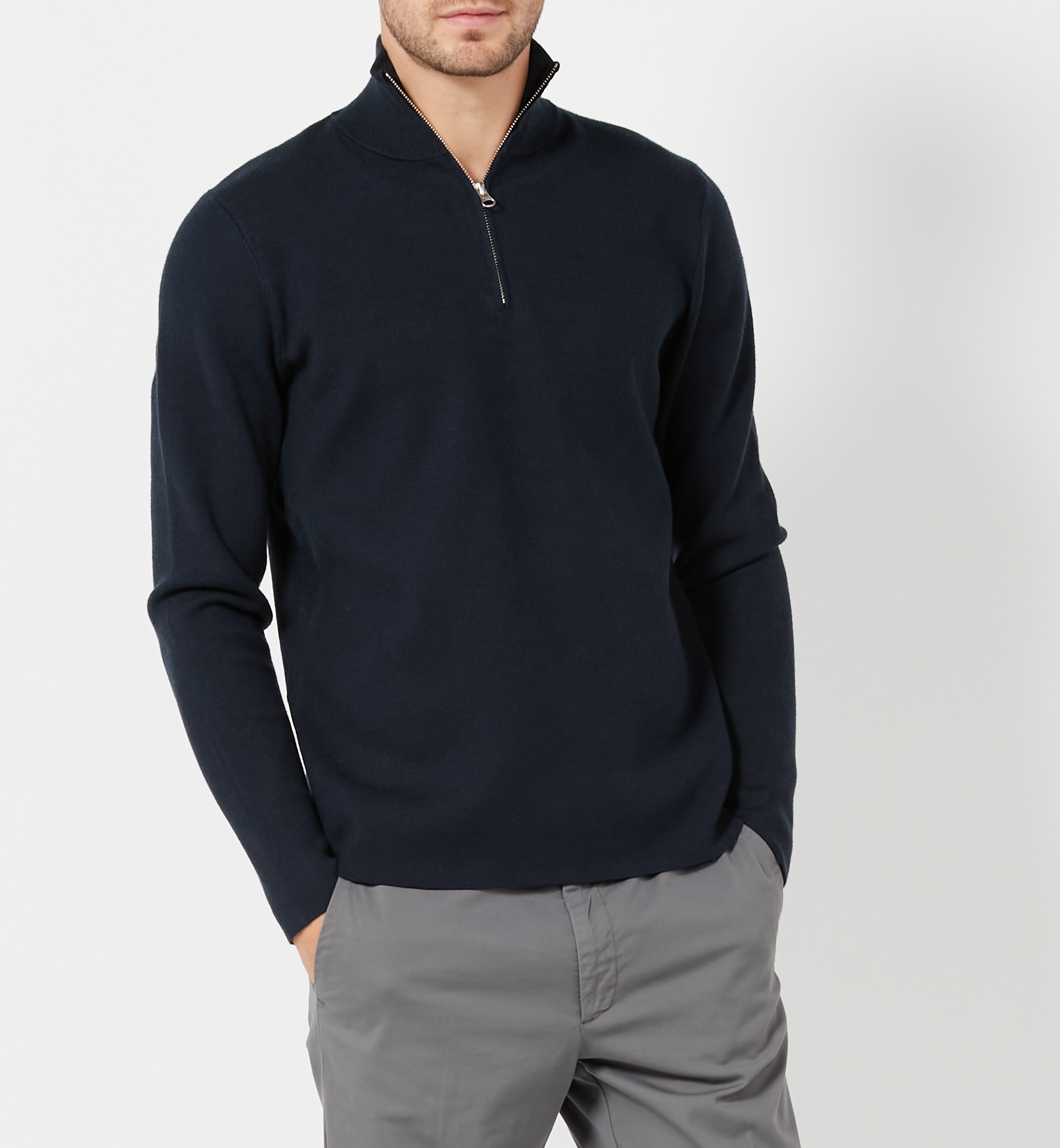 Regular-fit trui met opstaande kraag SAMSOE SAMSOE Blauw