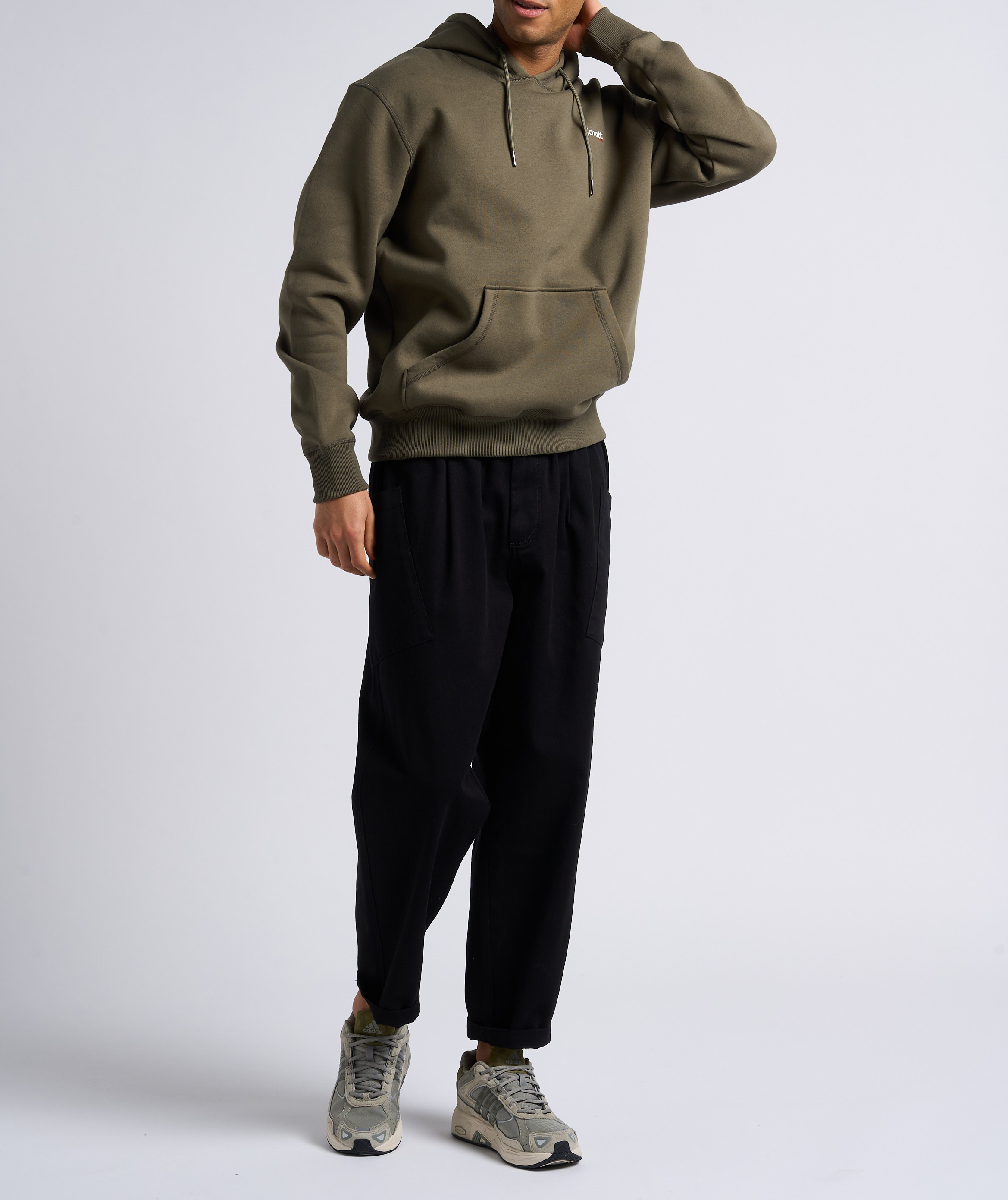 Kapuzensweatshirt aus Baumwoll-Mix mit Stickerei, Regular Fit SCHOTT Khaki