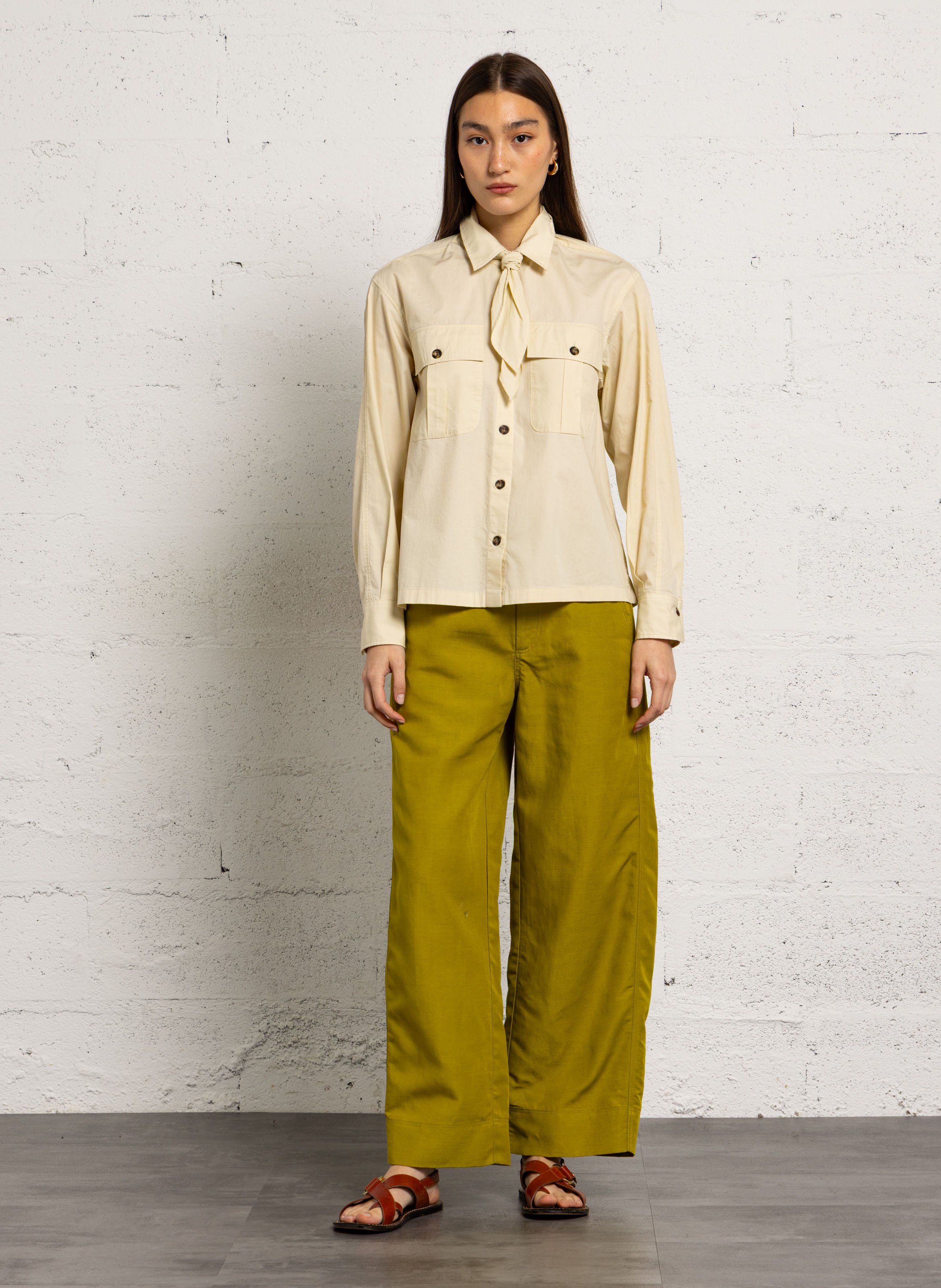 Chemise droite col classique en coton DIEGA Beige