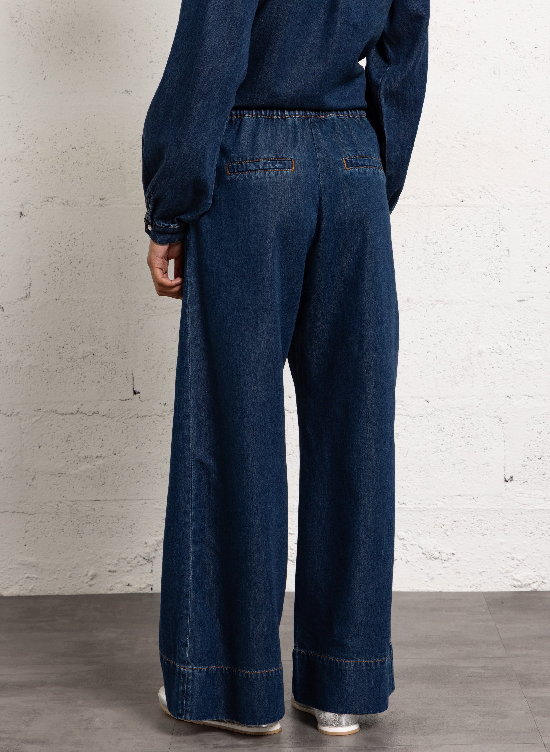 Cropped high-waisted straight-leg jeans SUNCOO Blue