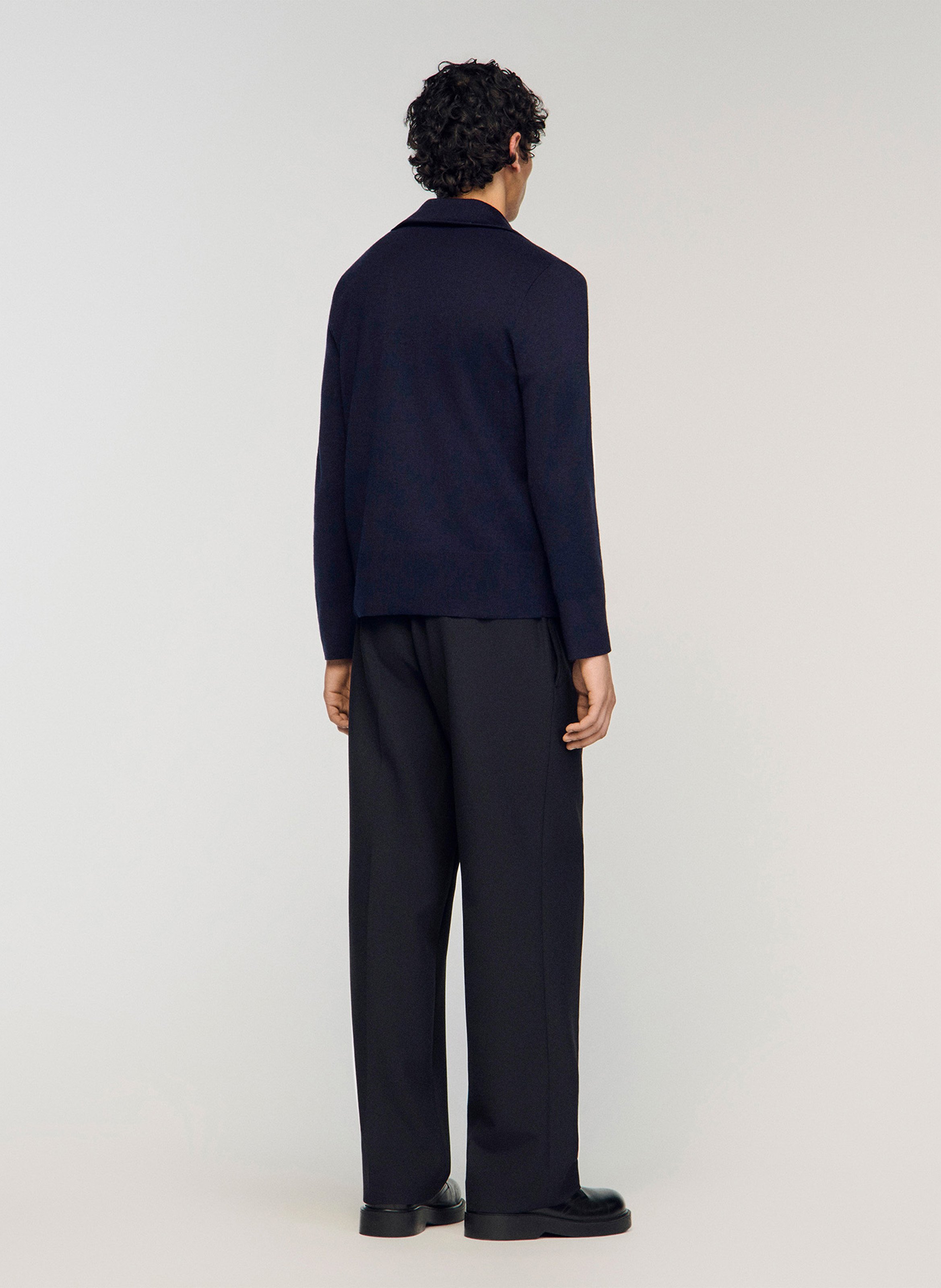 Zip-up wool cardigan SANDRO Blue