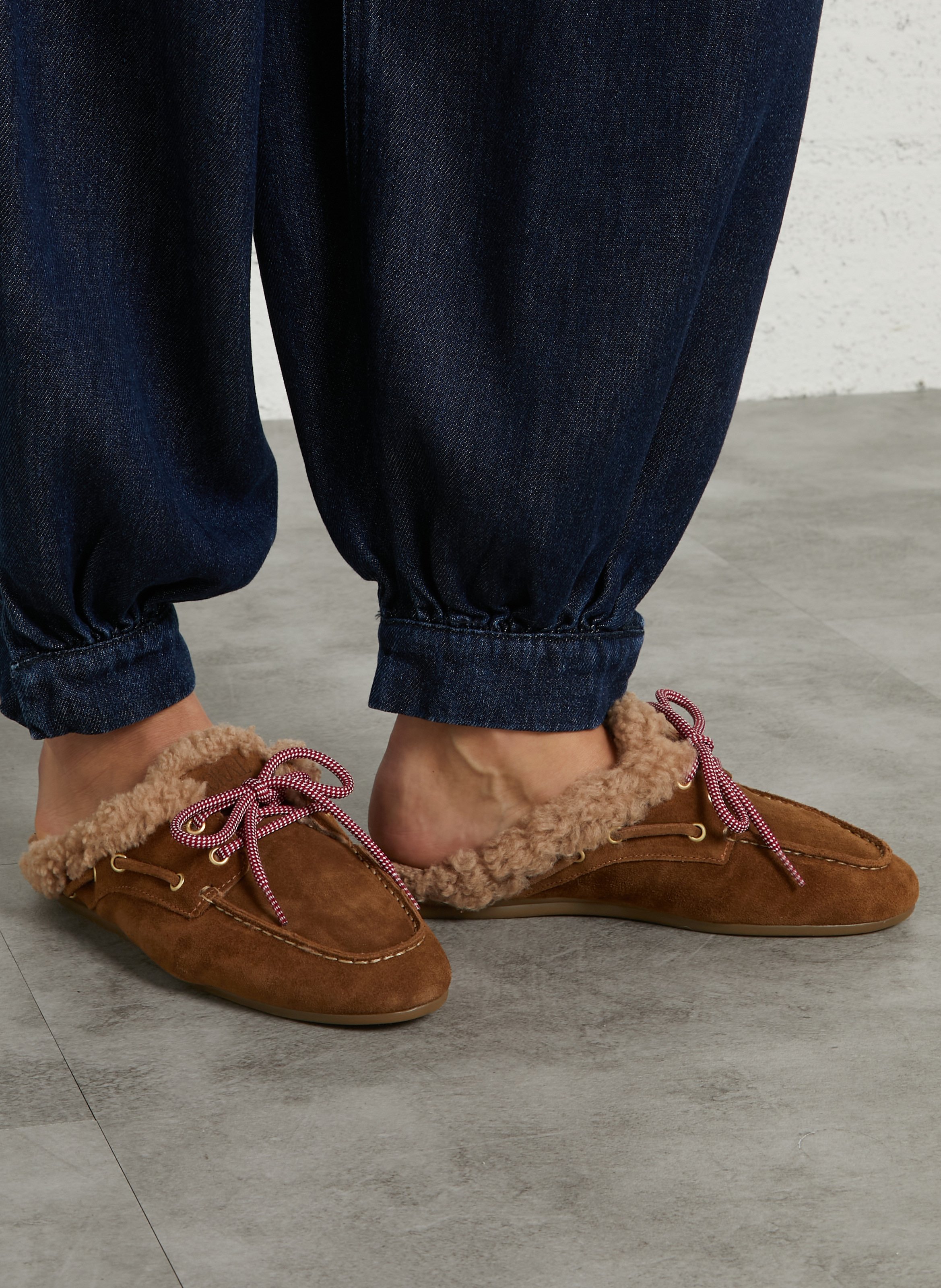 Mules en cuir velours TORAL Marron