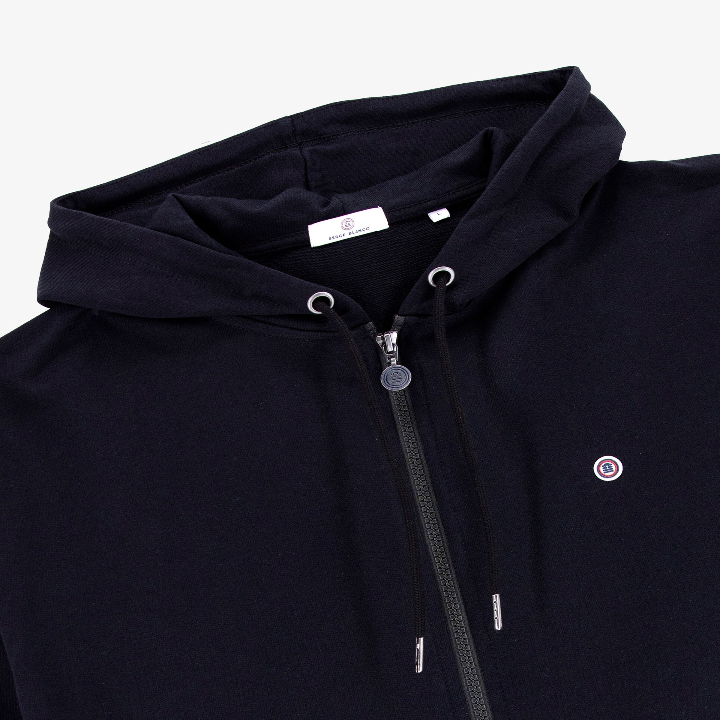 Cotton zipped hooded sweatshirt SERGE BLANCO Blue