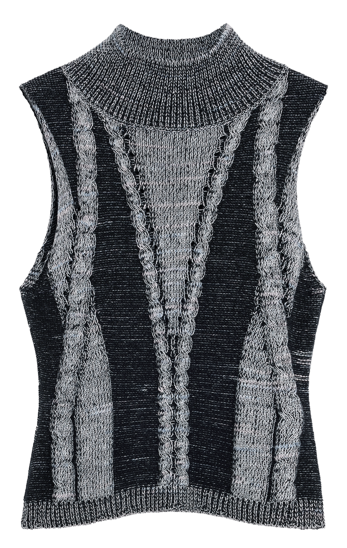 Pull col montant sans manches en maille DESIGUAL Gris