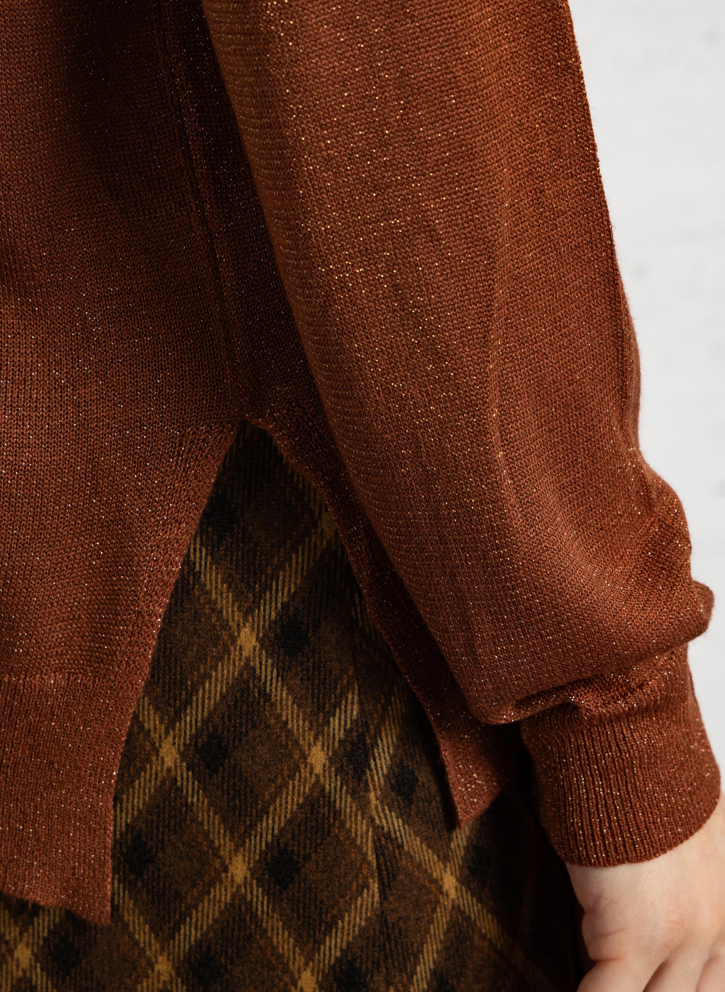 Straight Long-Sleeved Top in Fine Knit LA PETITE ETOILE Brown