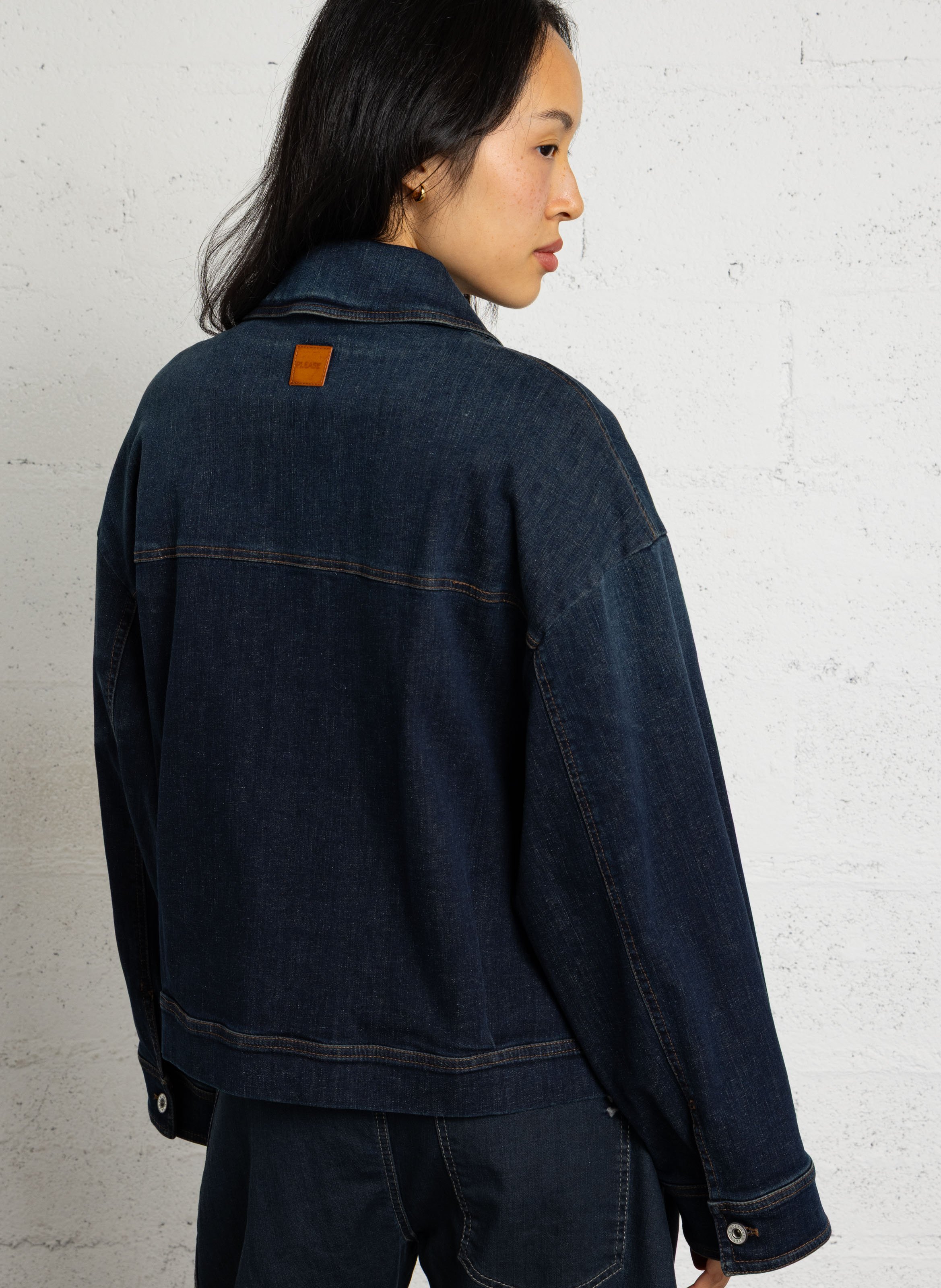 Loose-Fitting Denim Jacket in Cotton Blend PLEASE Blue