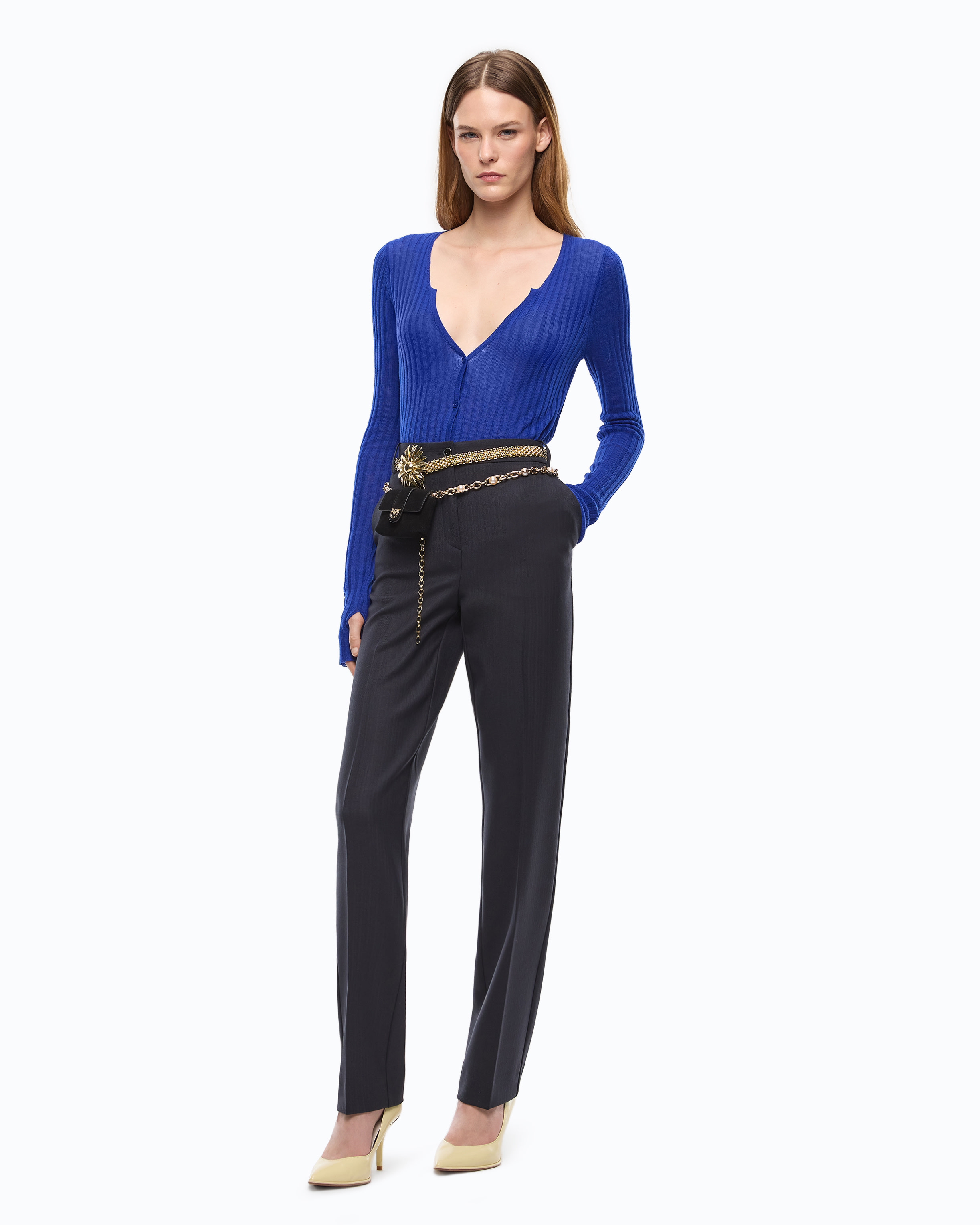 Stretch wool-blend cigarette trousers PINKO Blue