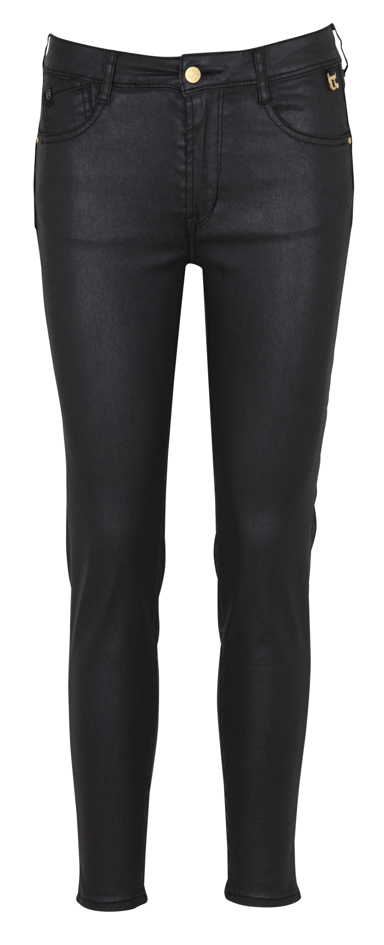 Slim-fit broek met coated effect van katoenmix LE TEMPS DES CERISES Zwart