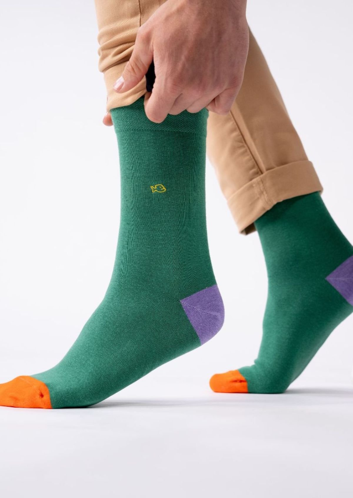 Solid combed cotton socks BILLYBELT Green