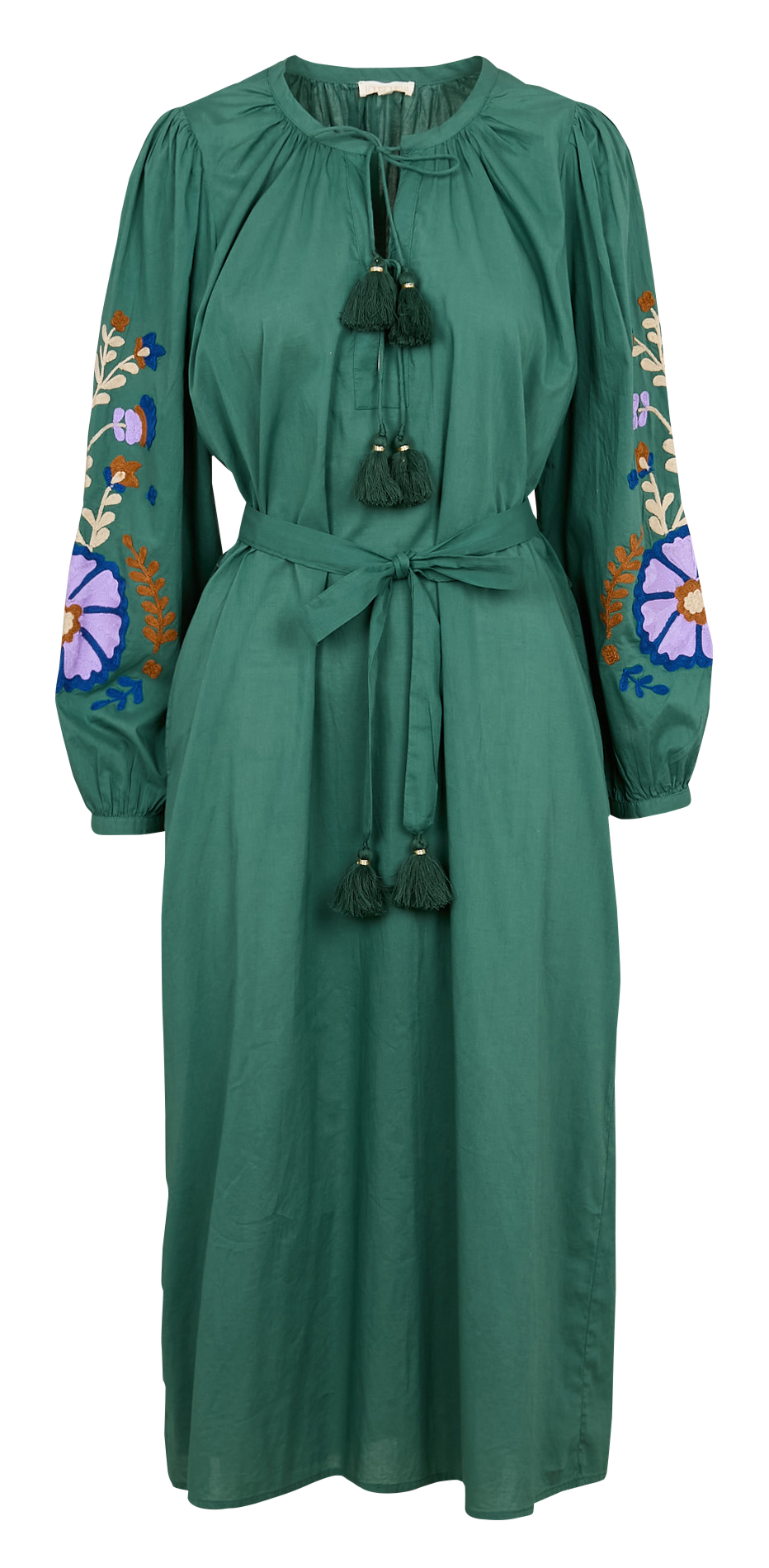 V-neck organic cotton midi dress Green