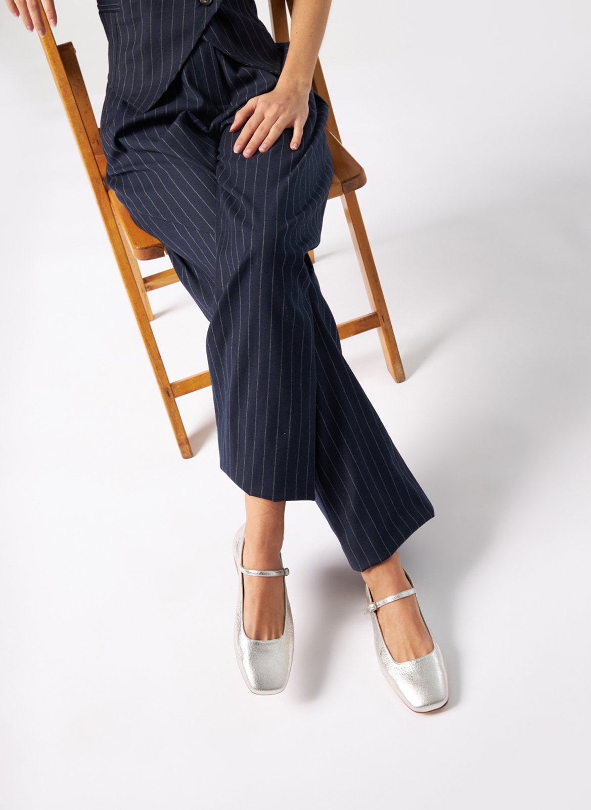 Ballerines en cuir métallisé AUGUSTA Argent