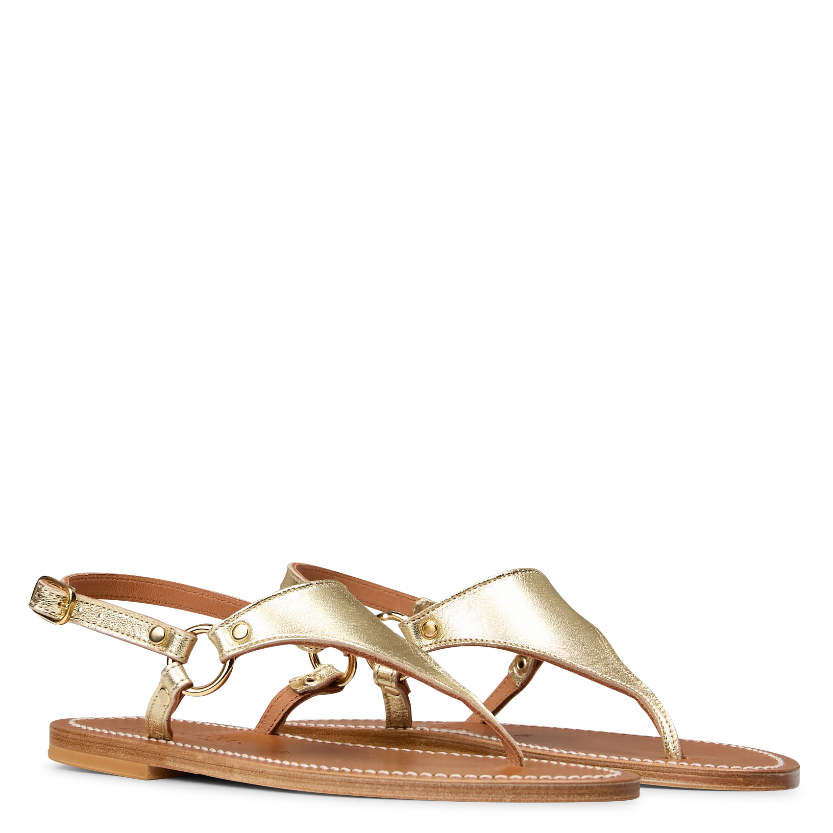 Aouda flat leather sandals K JACQUES Golden