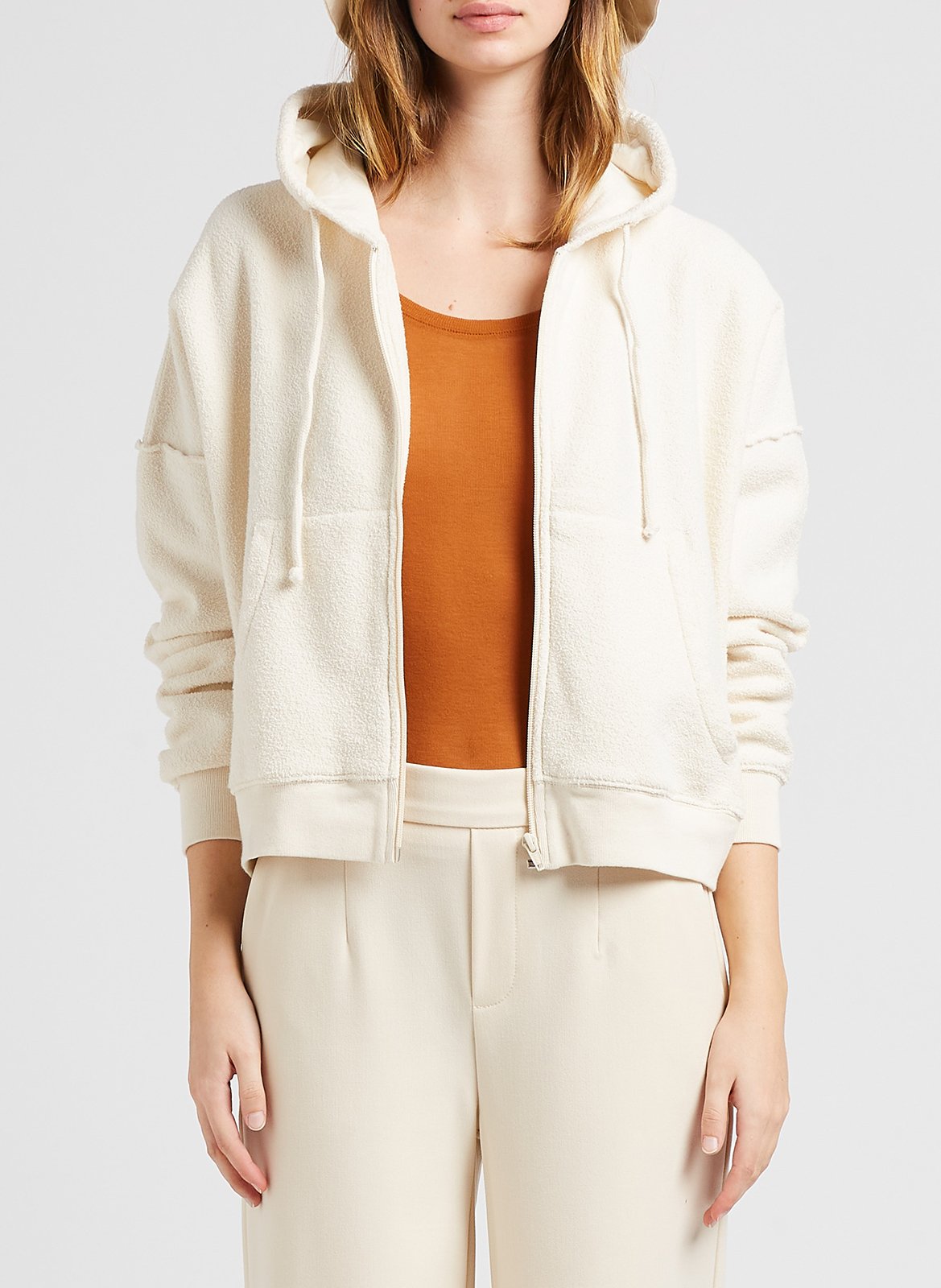 Sweat à capuche en coton bio AMERICAN VINTAGE Beige