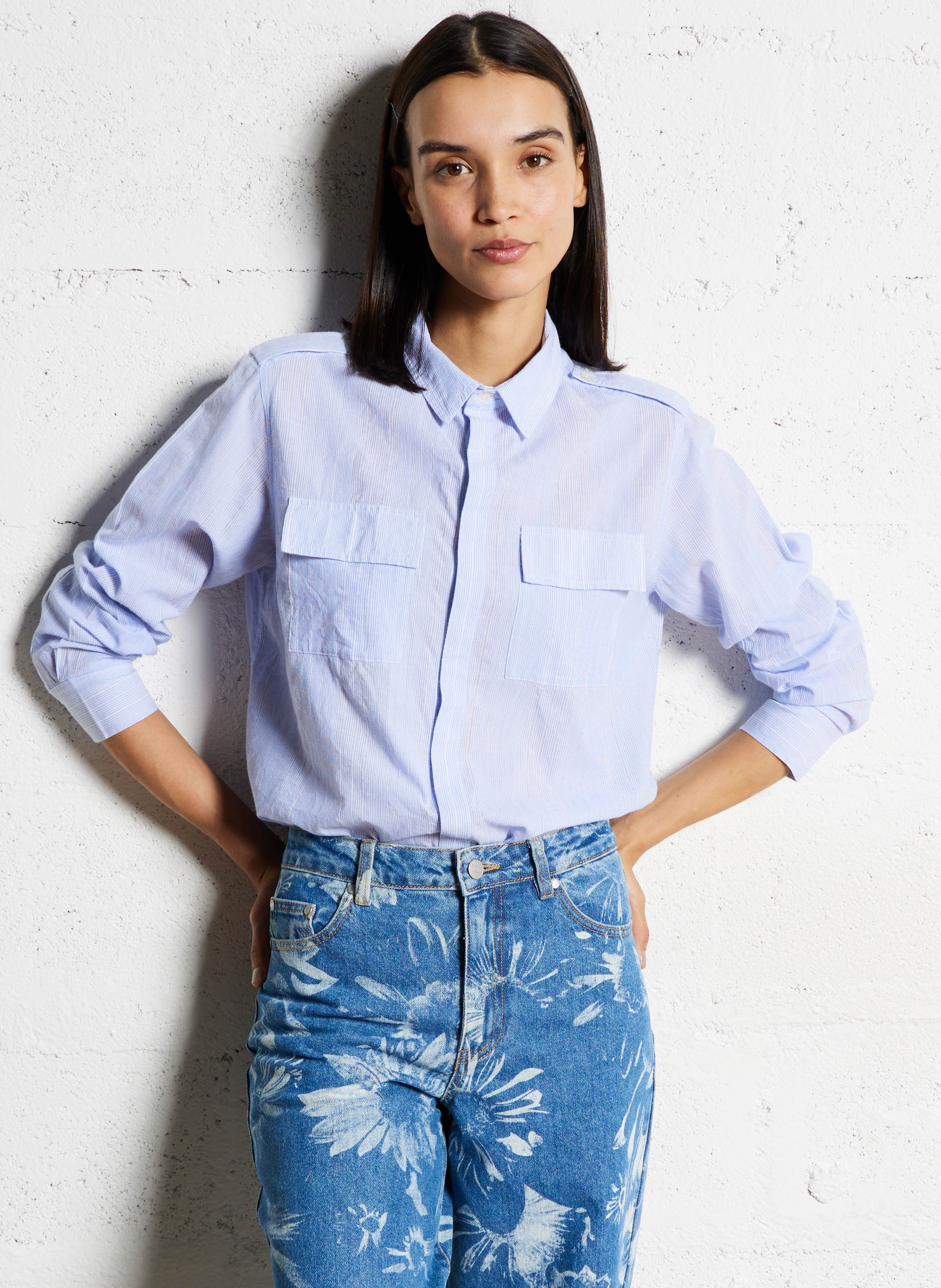 Chemise droite col classique en coton BA&SH Bleu