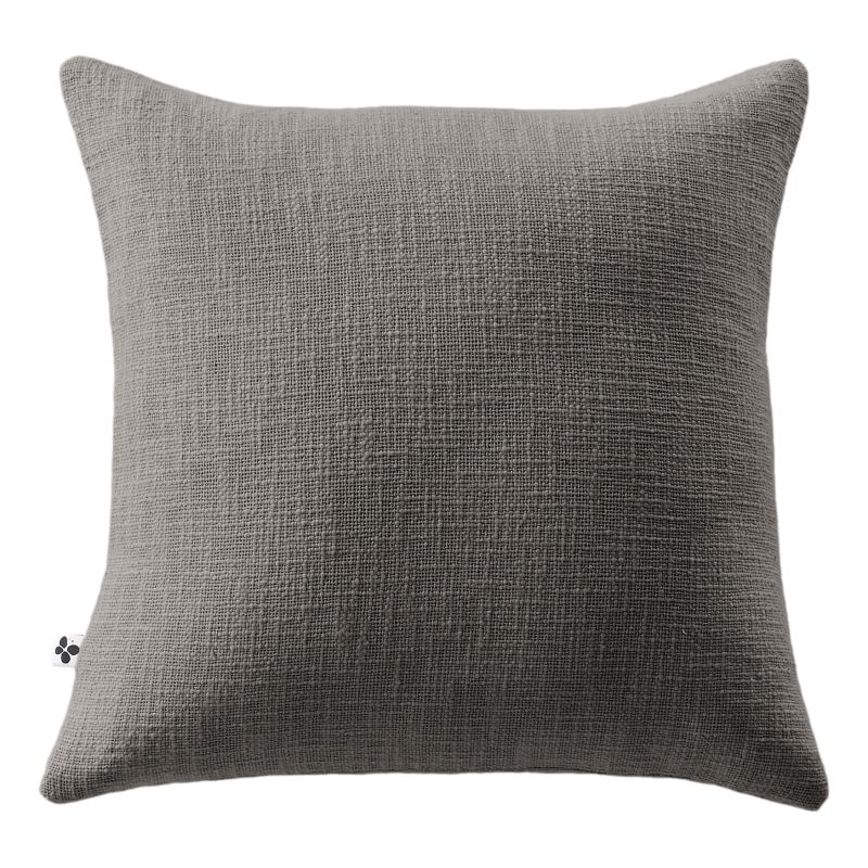 Coussin déco déhoussable 100% coton L'EFFET PAPILLON Gris